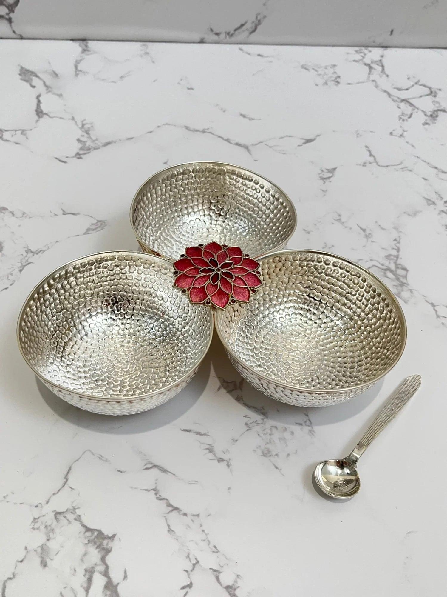 Silver Triple Bowl Serving, sterling silver