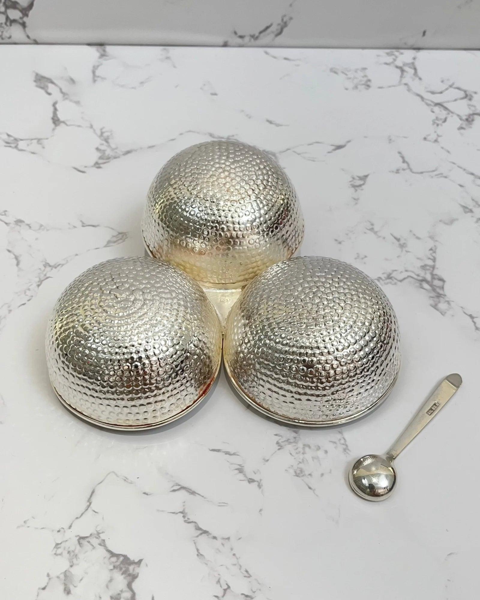 Silver Triple Bowl Serving, sterling silver