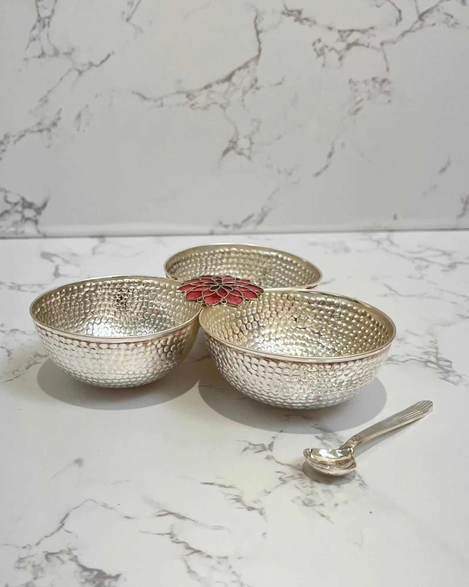 Silver Triple Bowl Serving, sterling silver