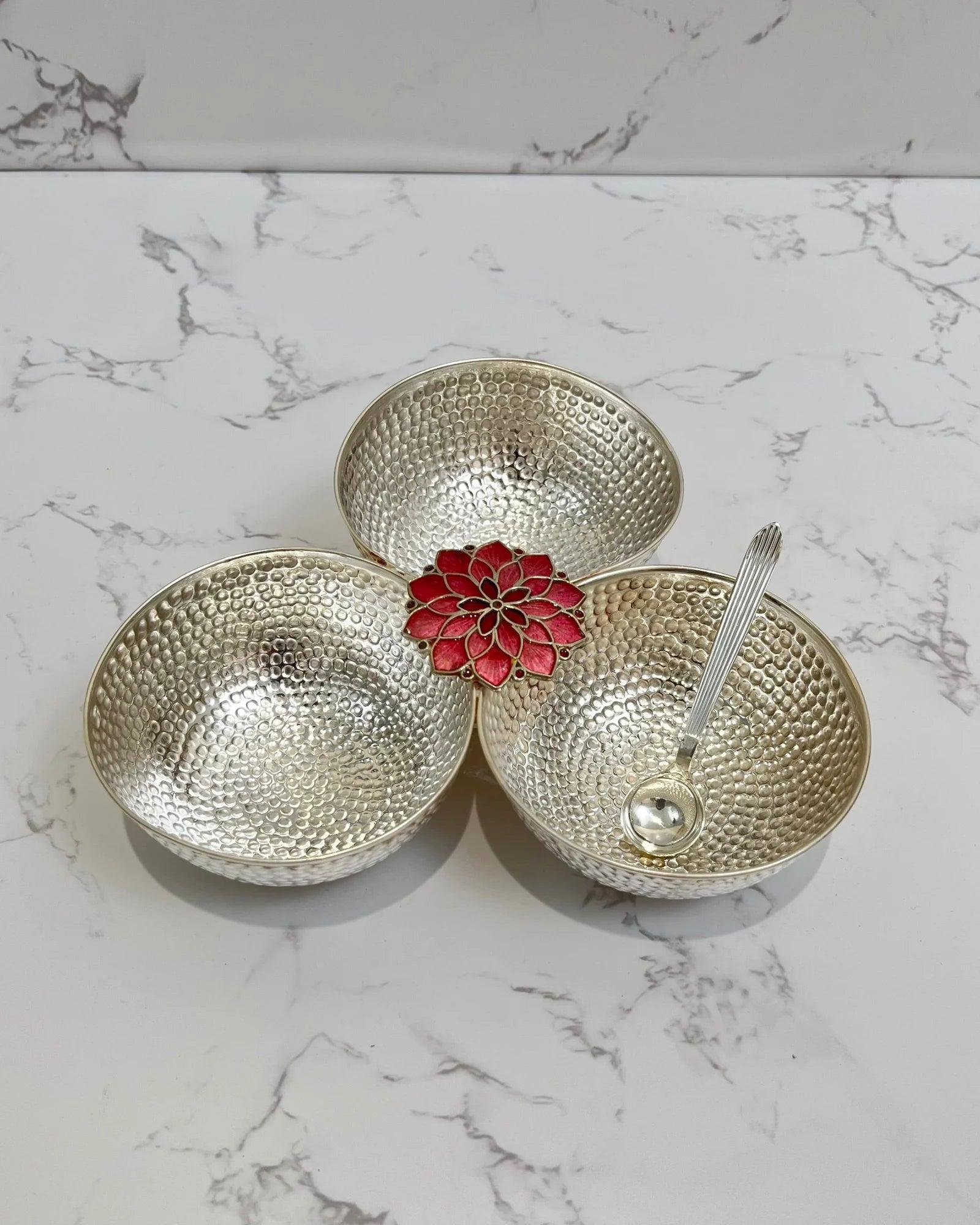 Silver Triple Bowl Serving, sterling silver
