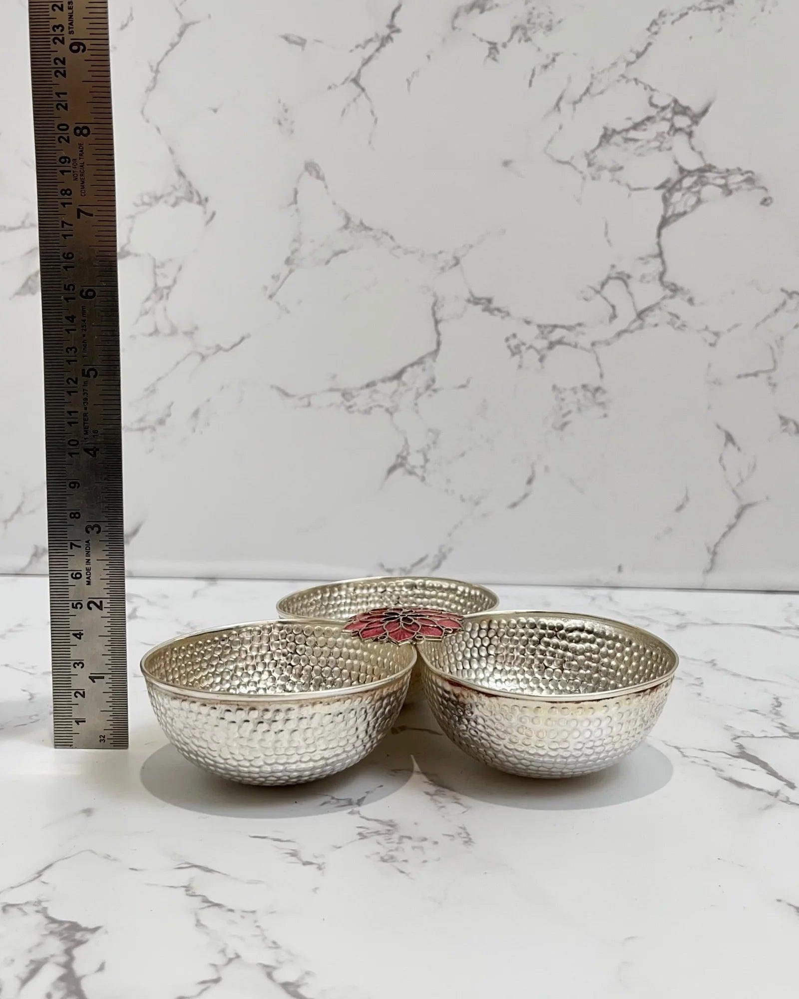 Silver Triple Bowl Serving, sterling silver