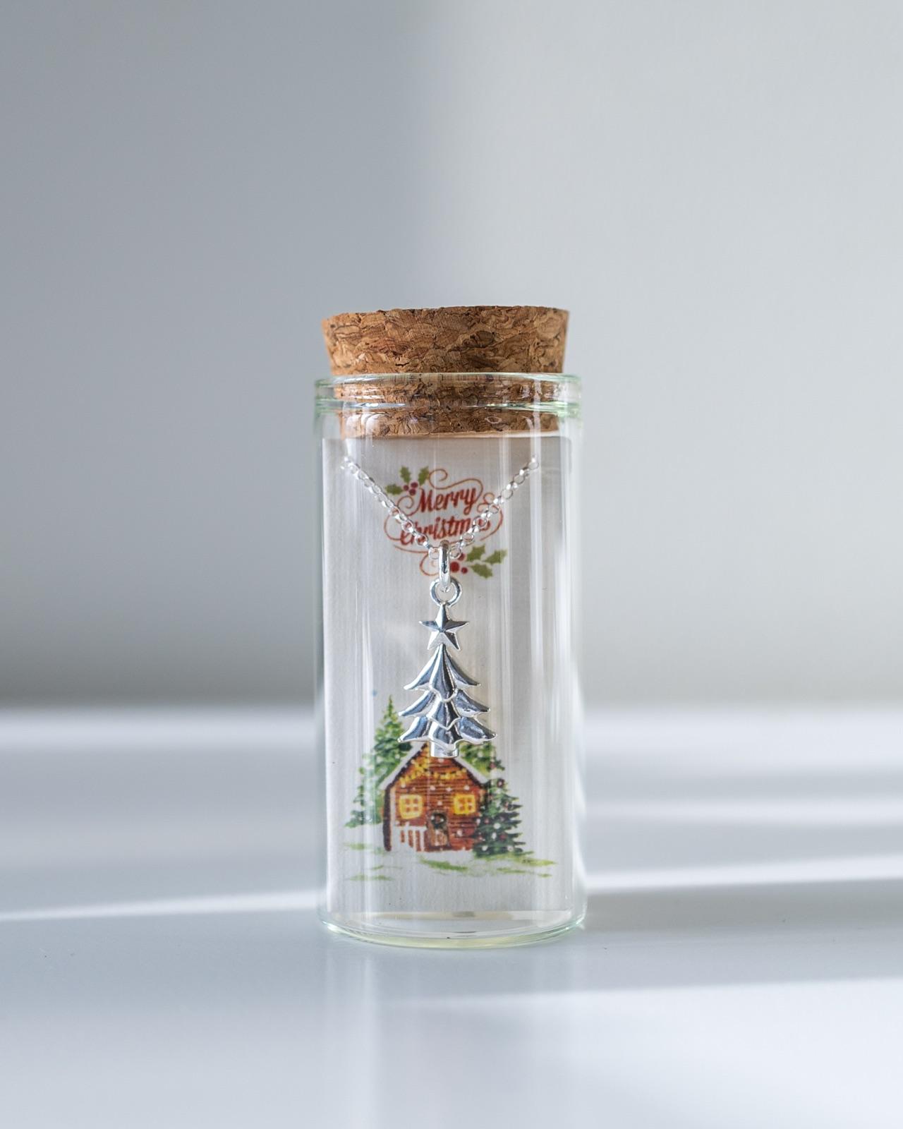 Christmas Tree Pendant — Cabin · With chain