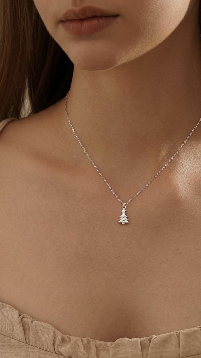Christmas Tree Pendant — Cabin · With chain