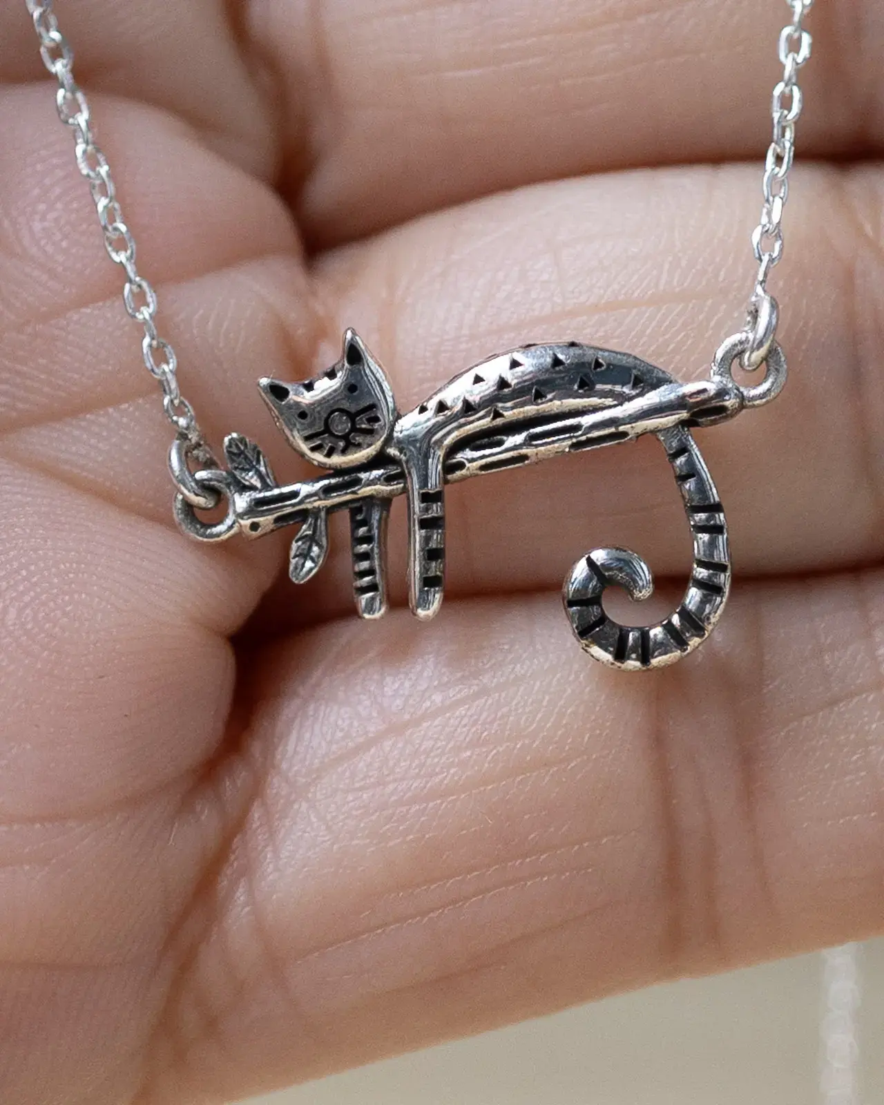 Cat on Branch Necklace