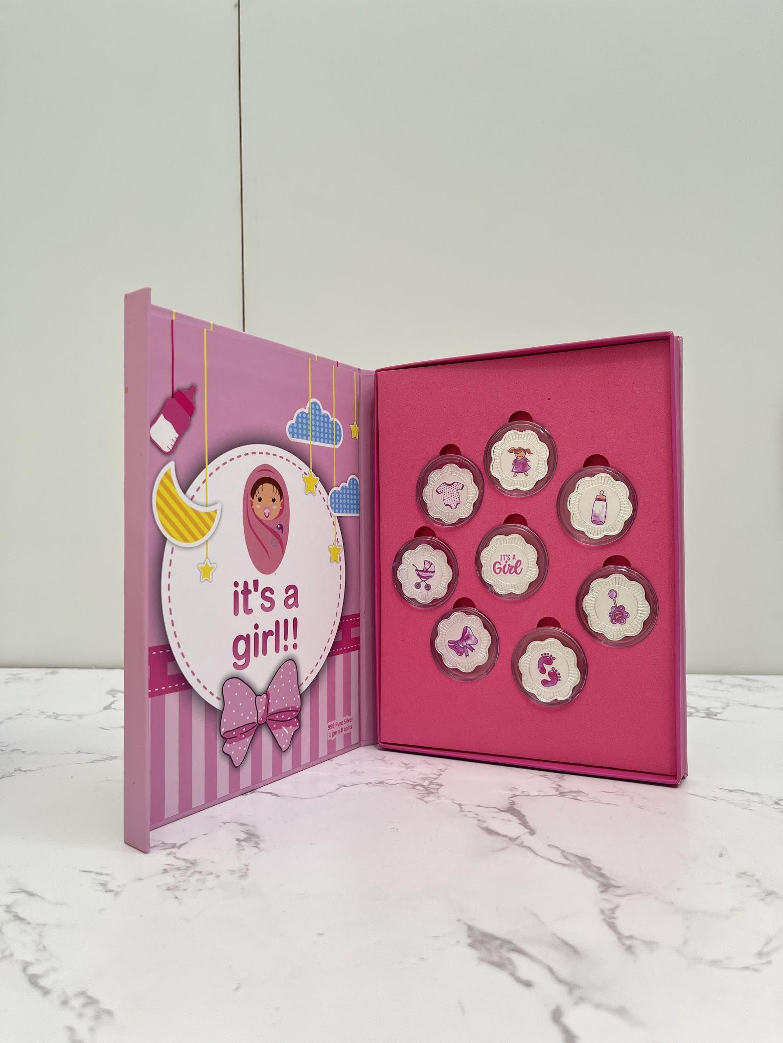 Silver It's a Girl Coin Set, sterling silver