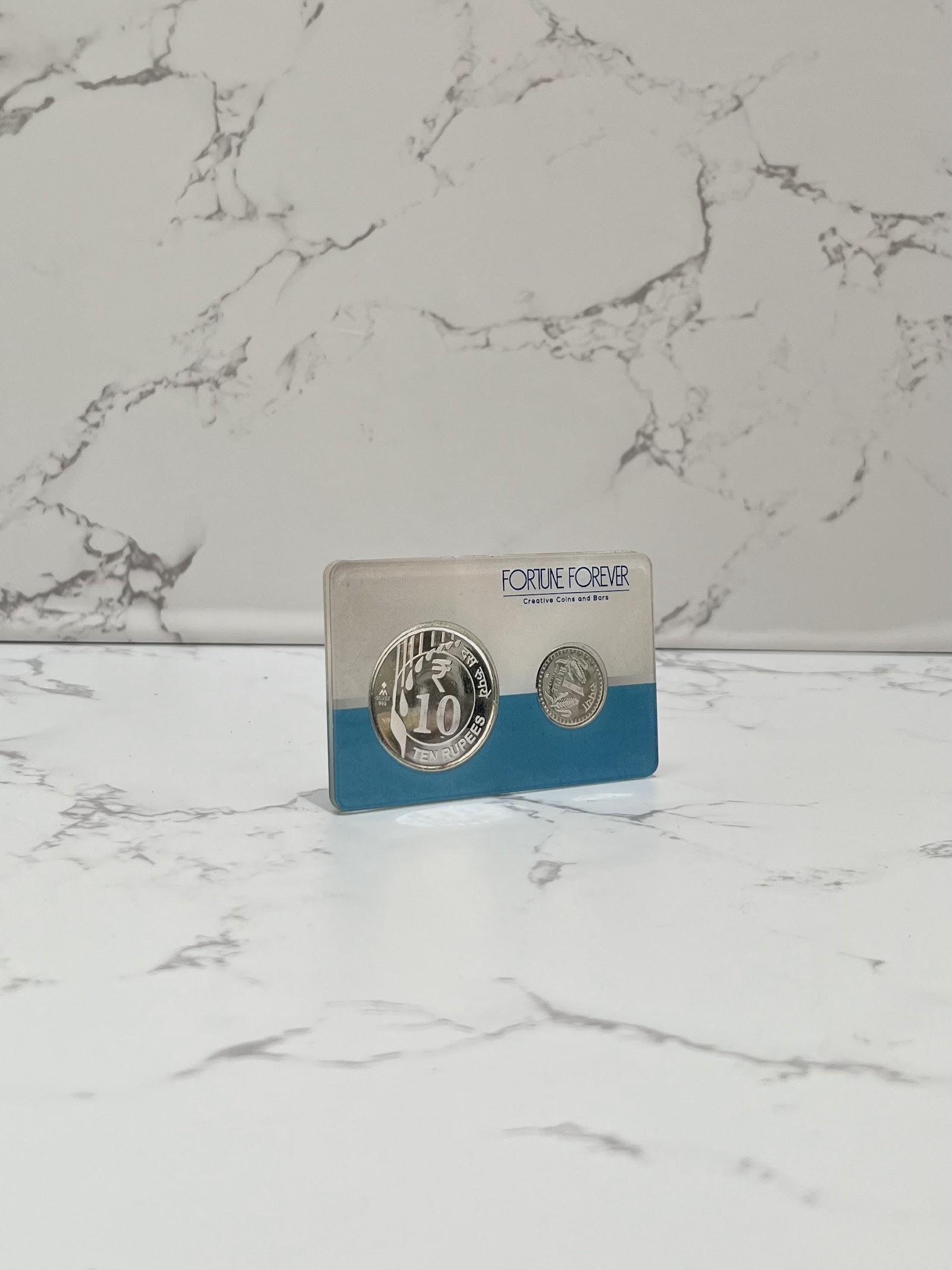Silver Shagun Coin Set, sterling silver
