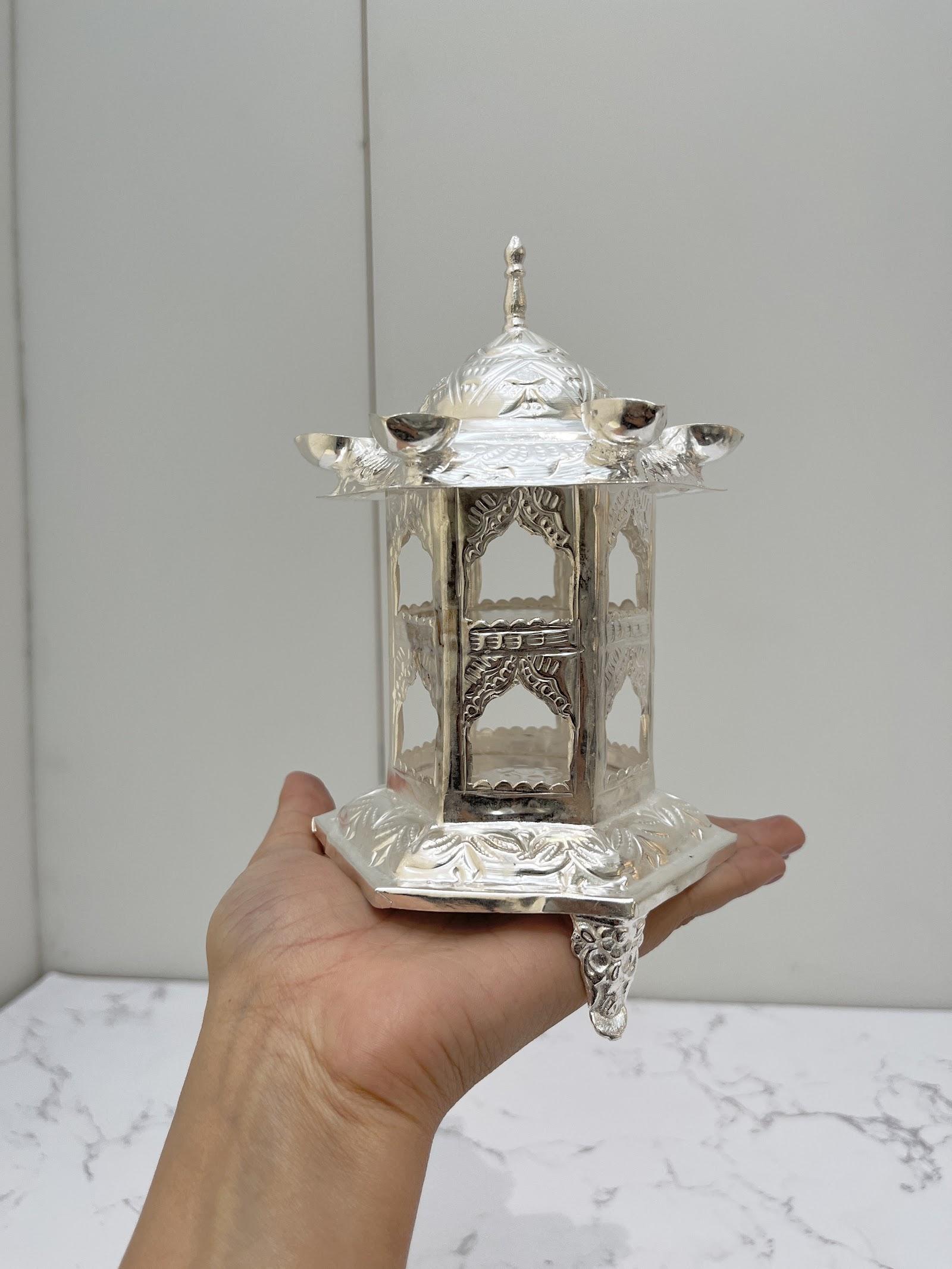 Silver Temple Diya, sterling silver
