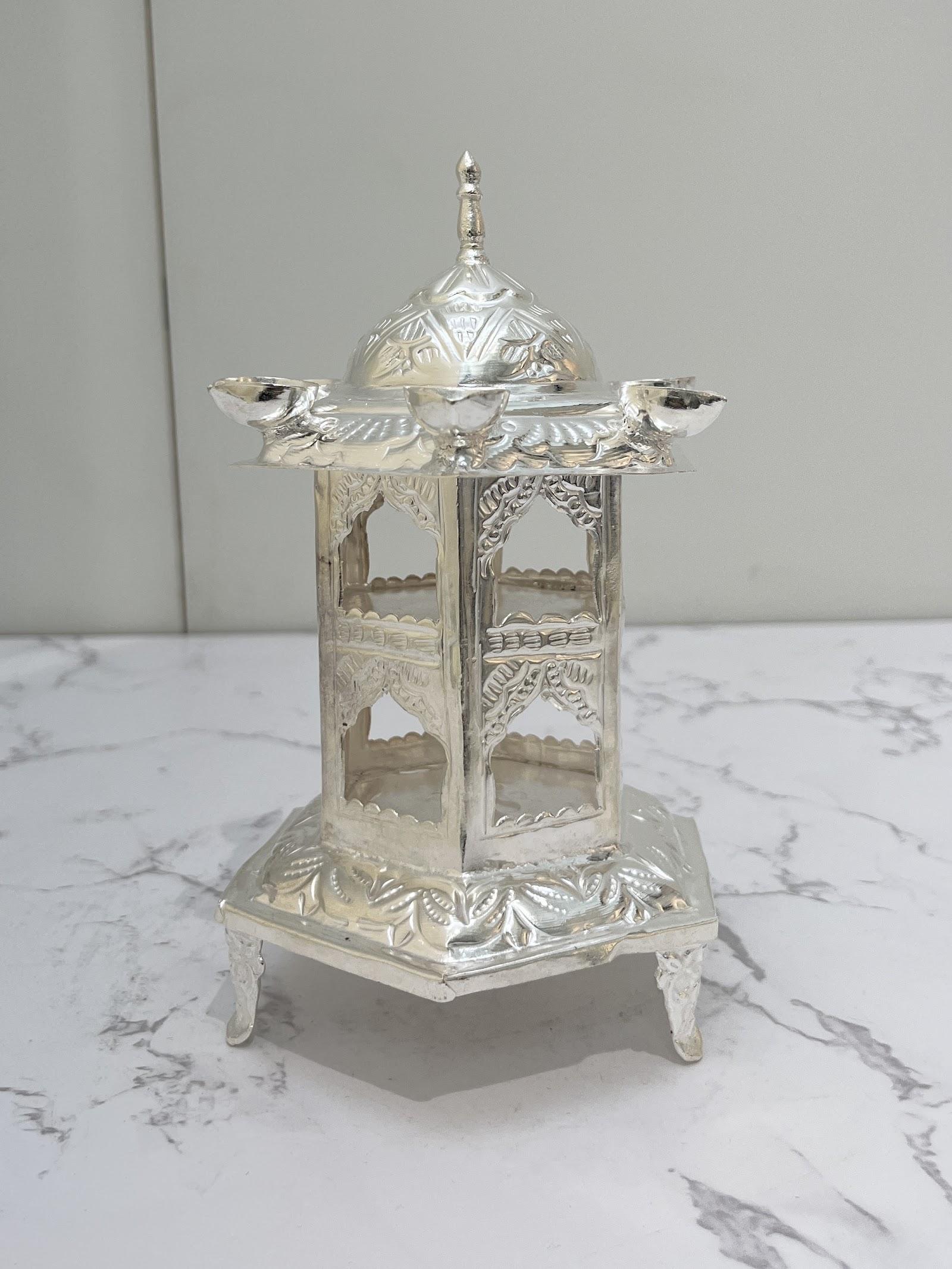 Silver Temple Diya, sterling silver