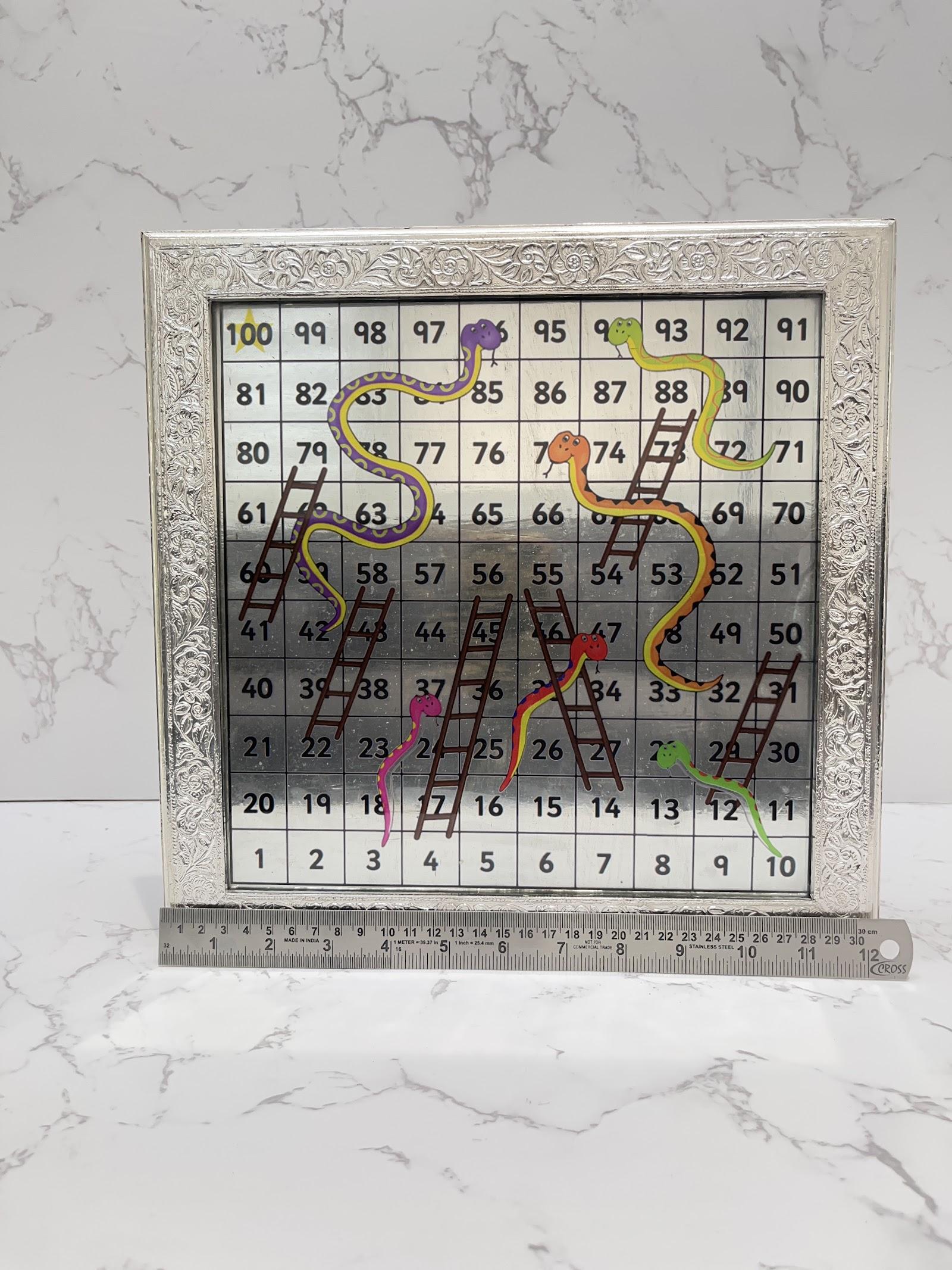 Silver Snake and Ladder Game Board, sterling silver
