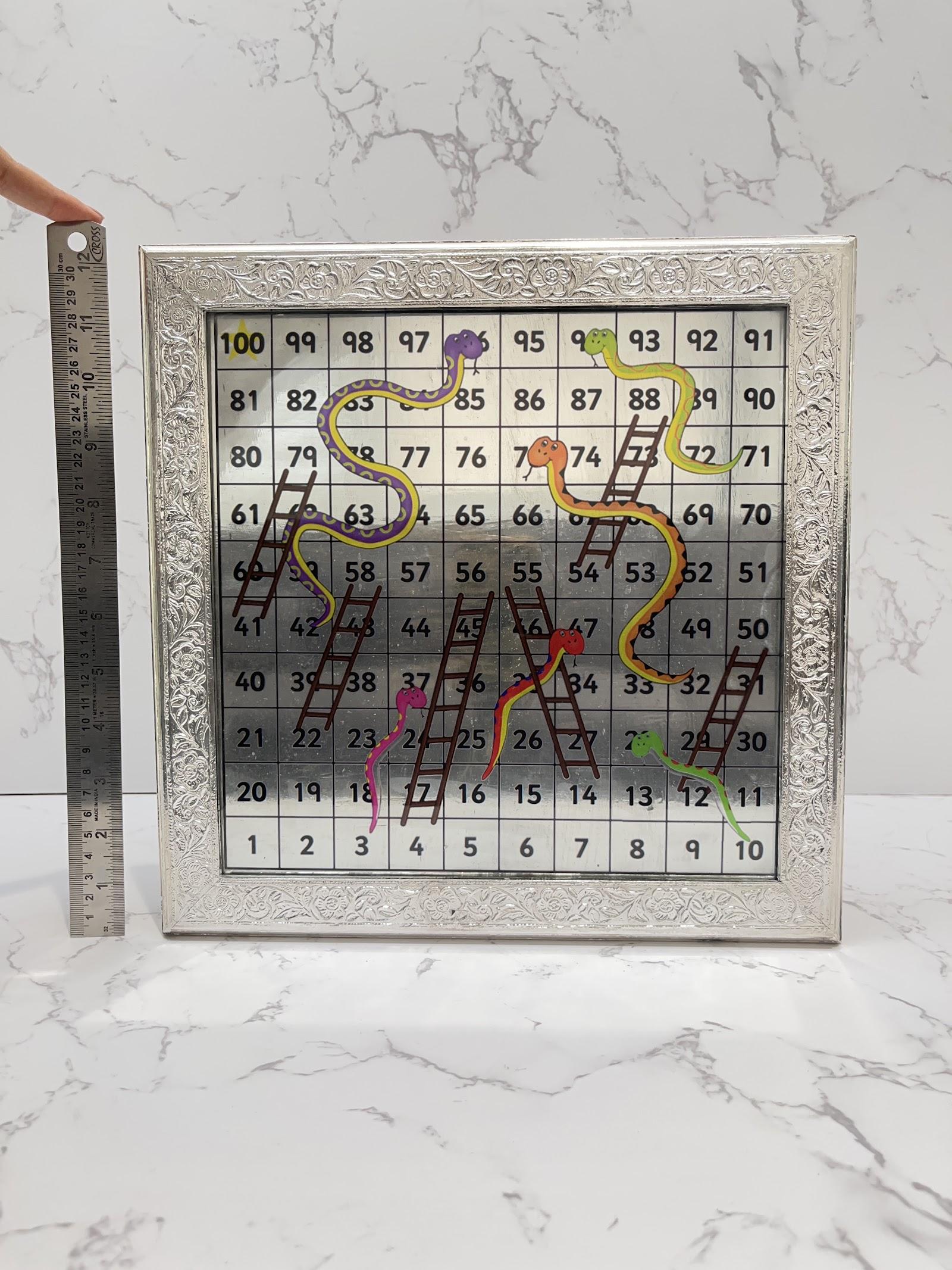Silver Snake and Ladder Game Board, sterling silver