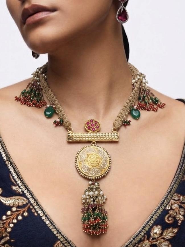 Multicolor Bridal Necklace, sterling silver