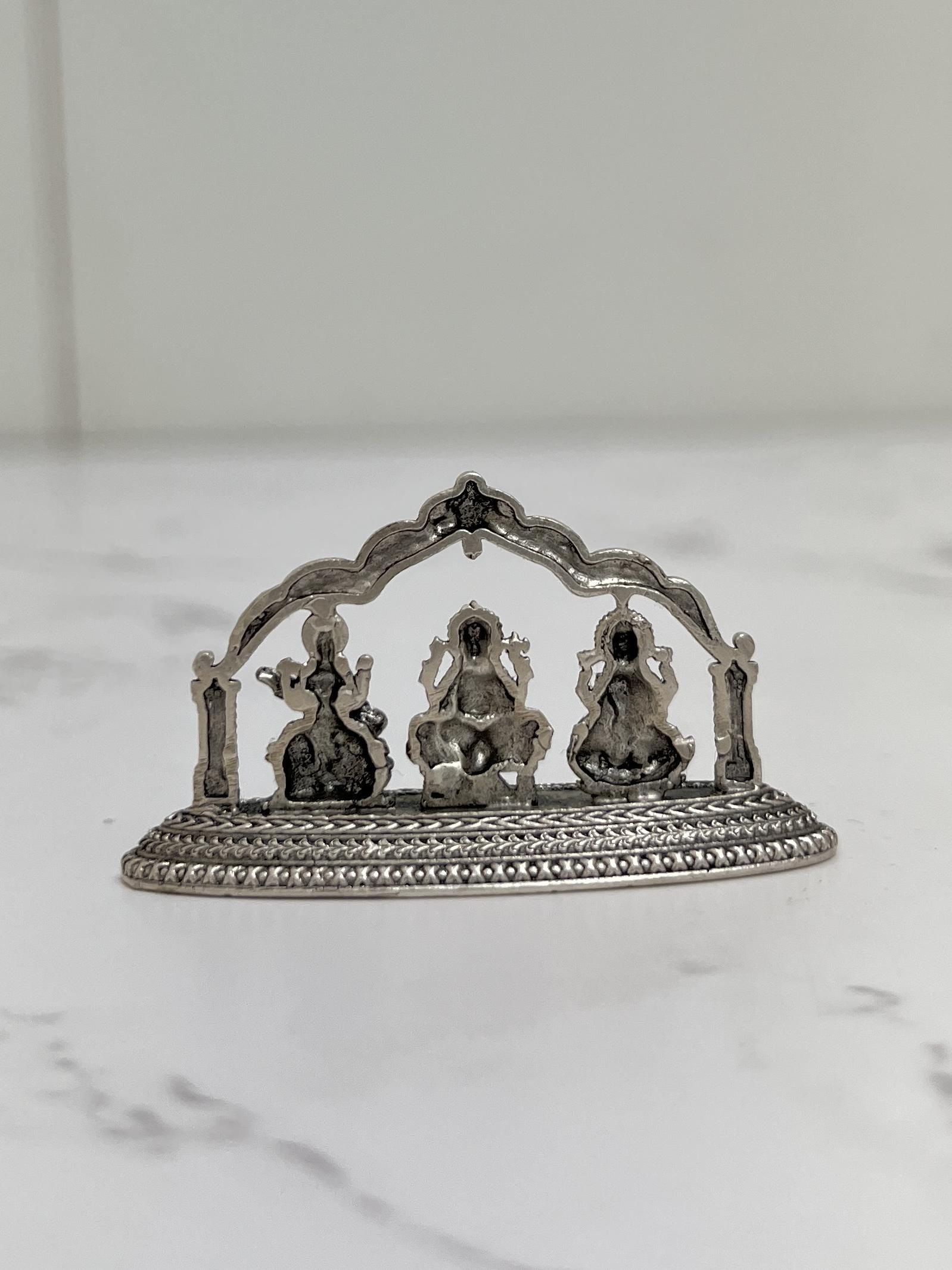 Silver Lakshmi Ganesh Saraswati Idol · 11 g, sterling silver