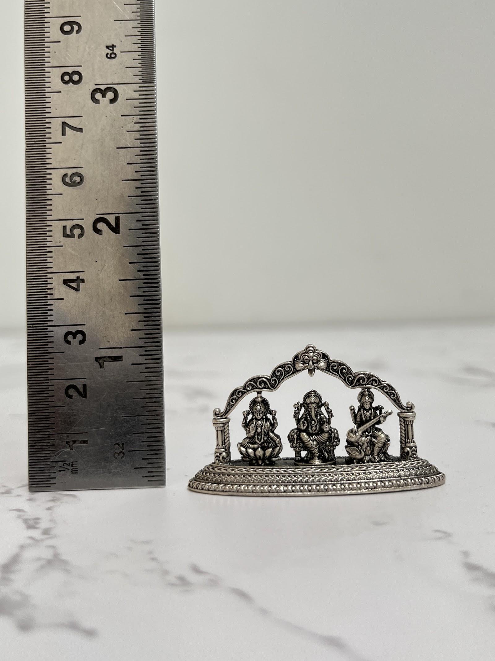 Silver Lakshmi Ganesh Saraswati Idol · 11 g, sterling silver