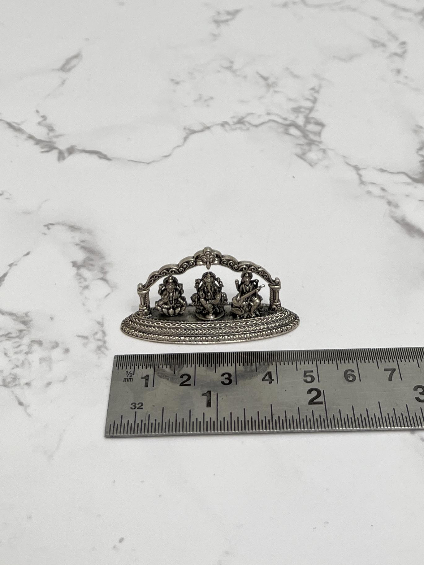 Silver Lakshmi Ganesh Saraswati Idol · 11 g, sterling silver