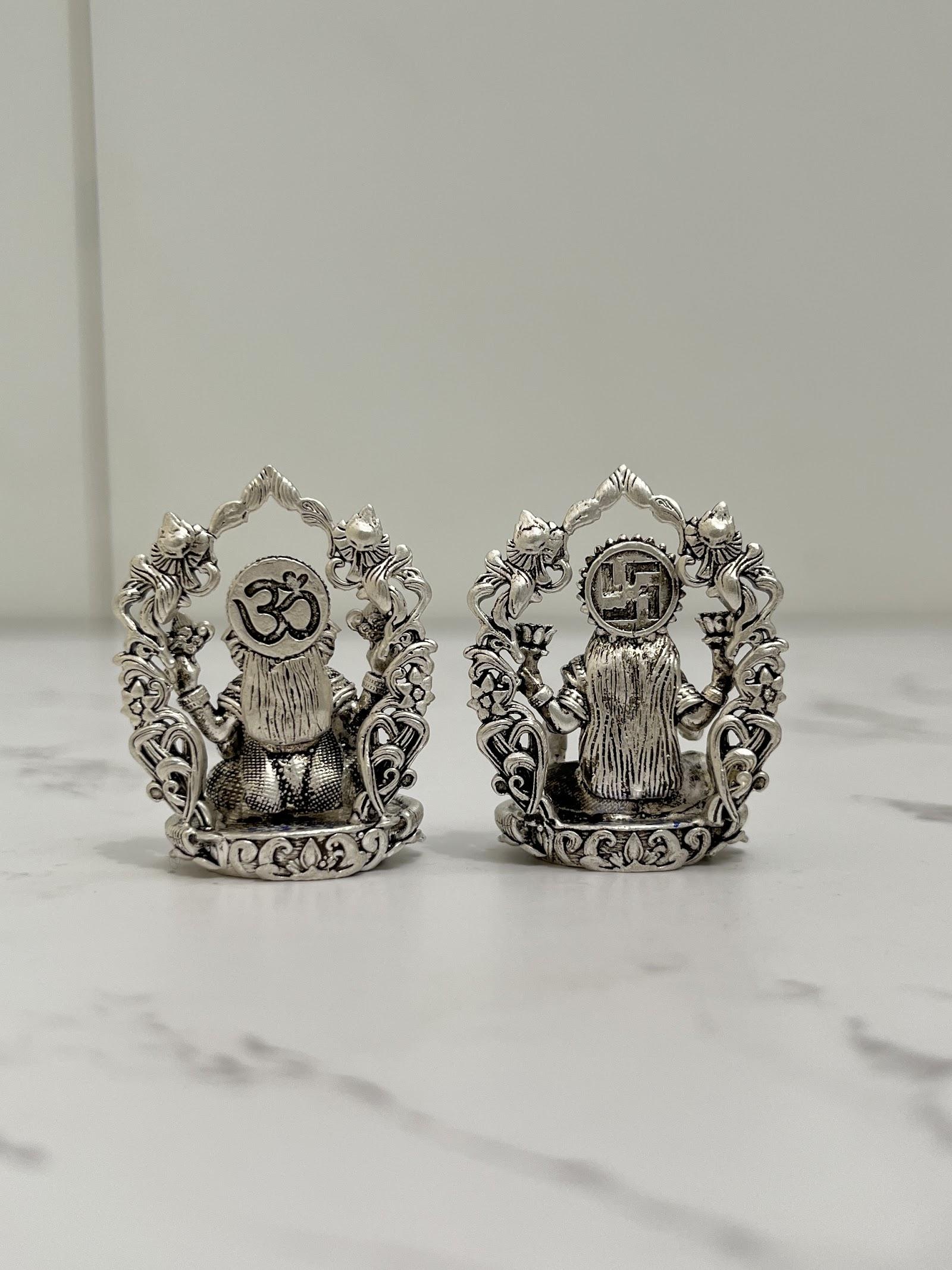 Silver Lakshmi Ganesh Idol · 54 g, sterling silver