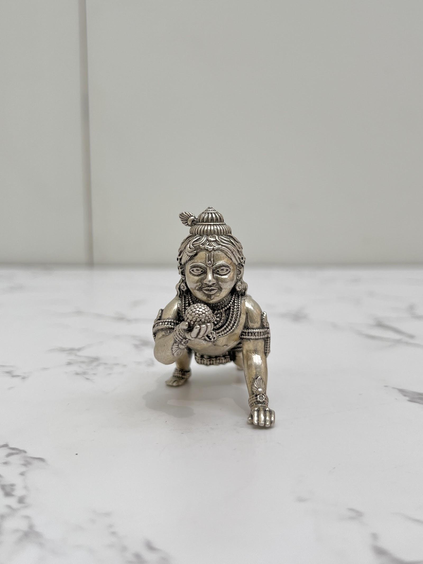 Silver Bal Krishna Idol, sterling silver