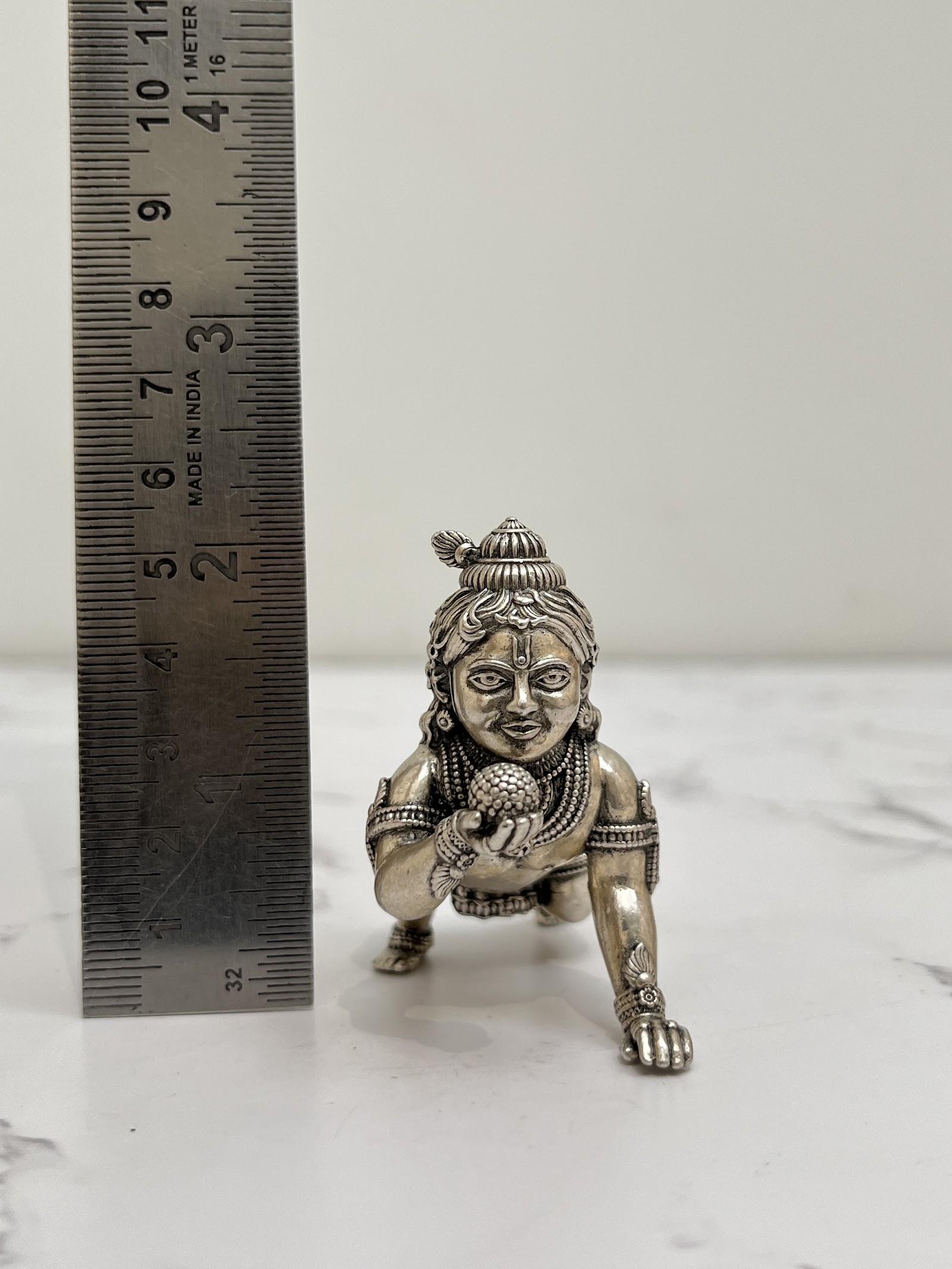 Silver Bal Krishna Idol, sterling silver