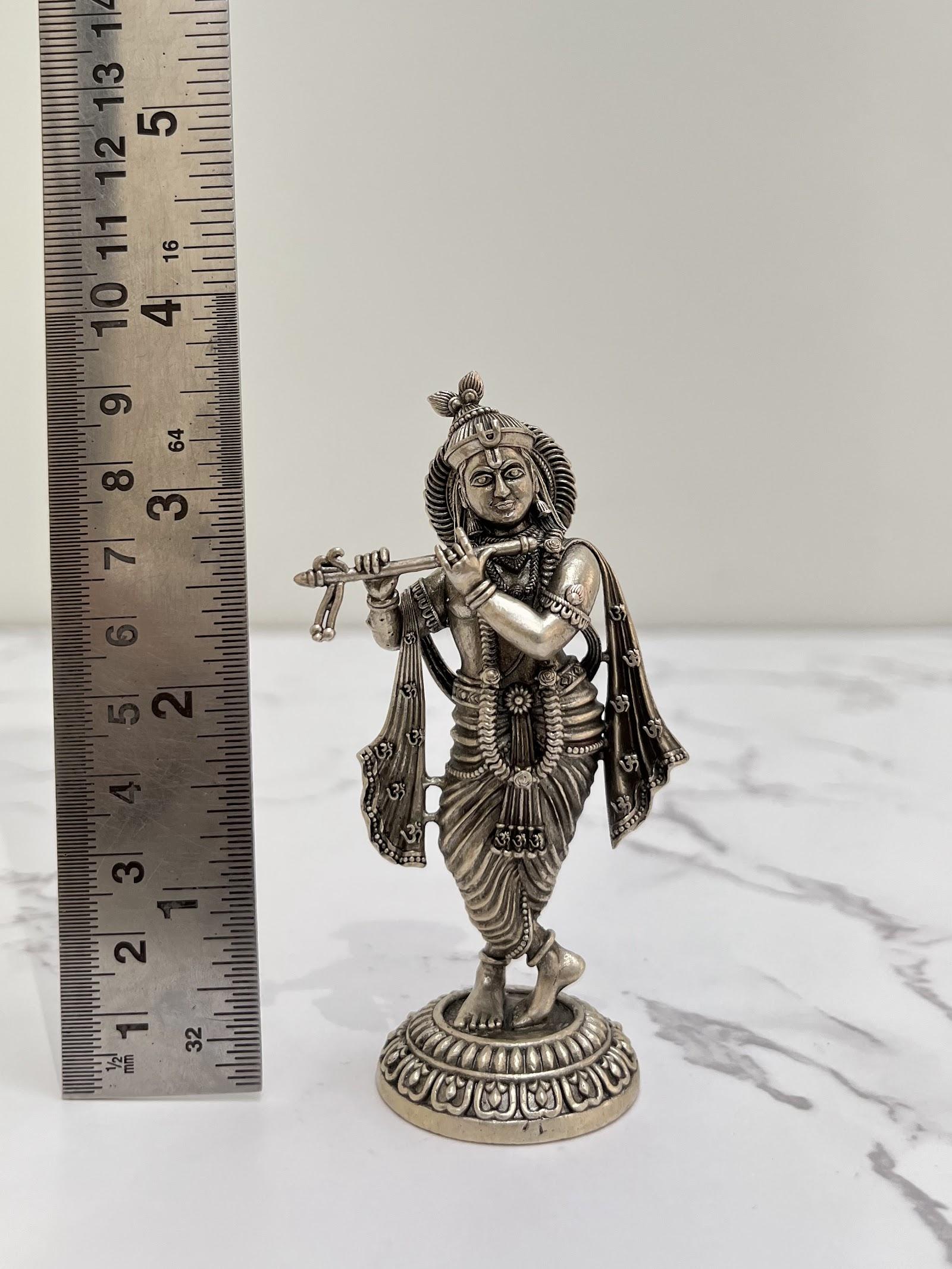 Silver Krishna Idol, sterling silver