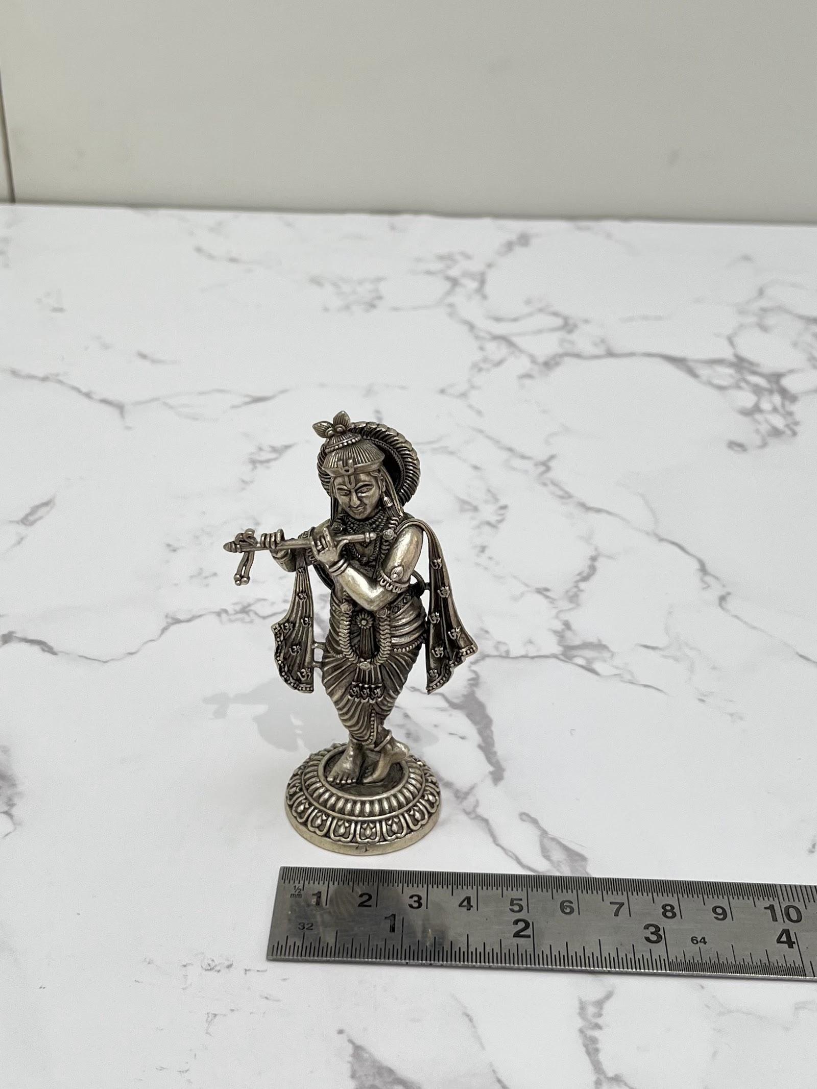 Silver Krishna Idol, sterling silver