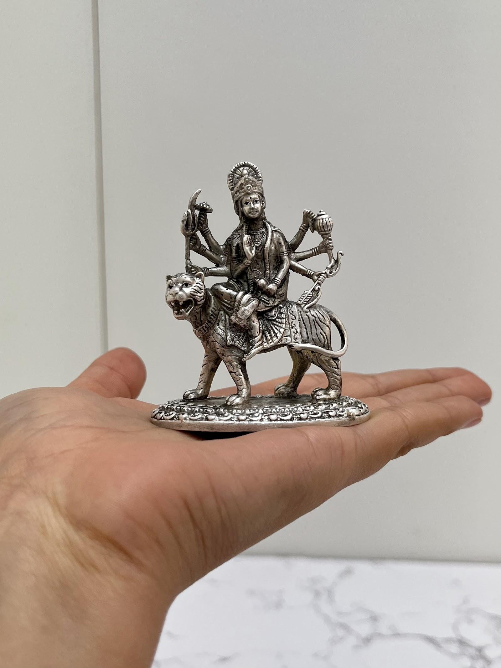 Silver Durga Idol, sterling silver