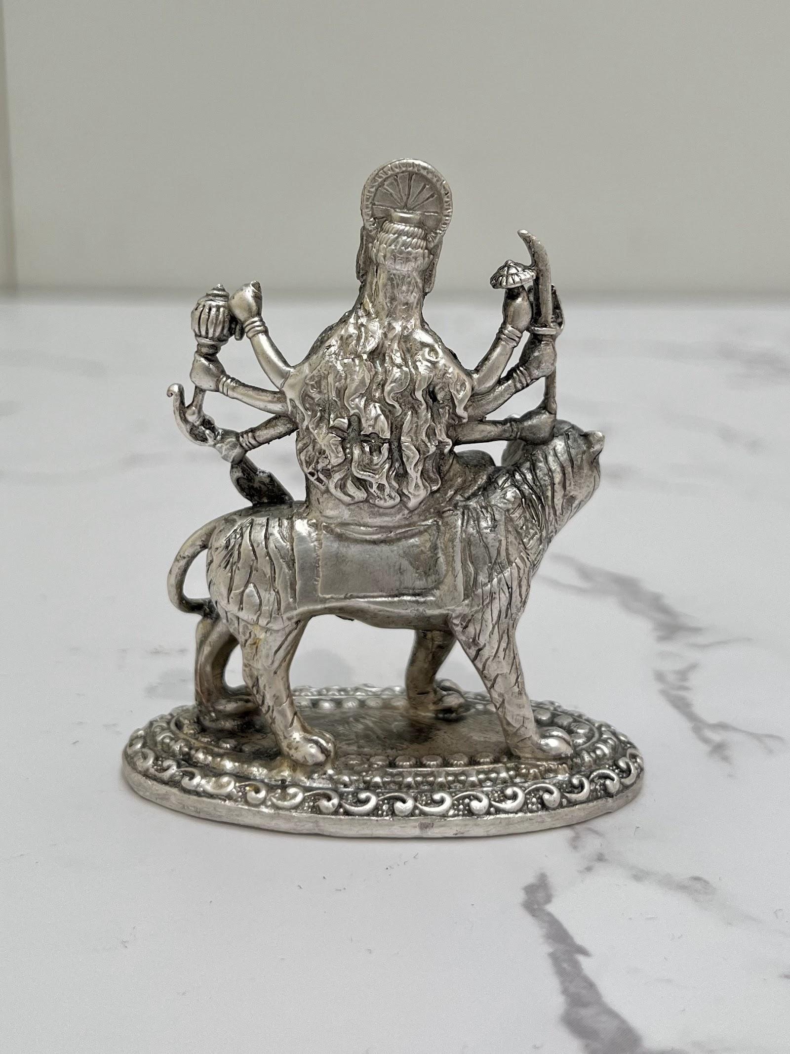 Silver Durga Idol, sterling silver