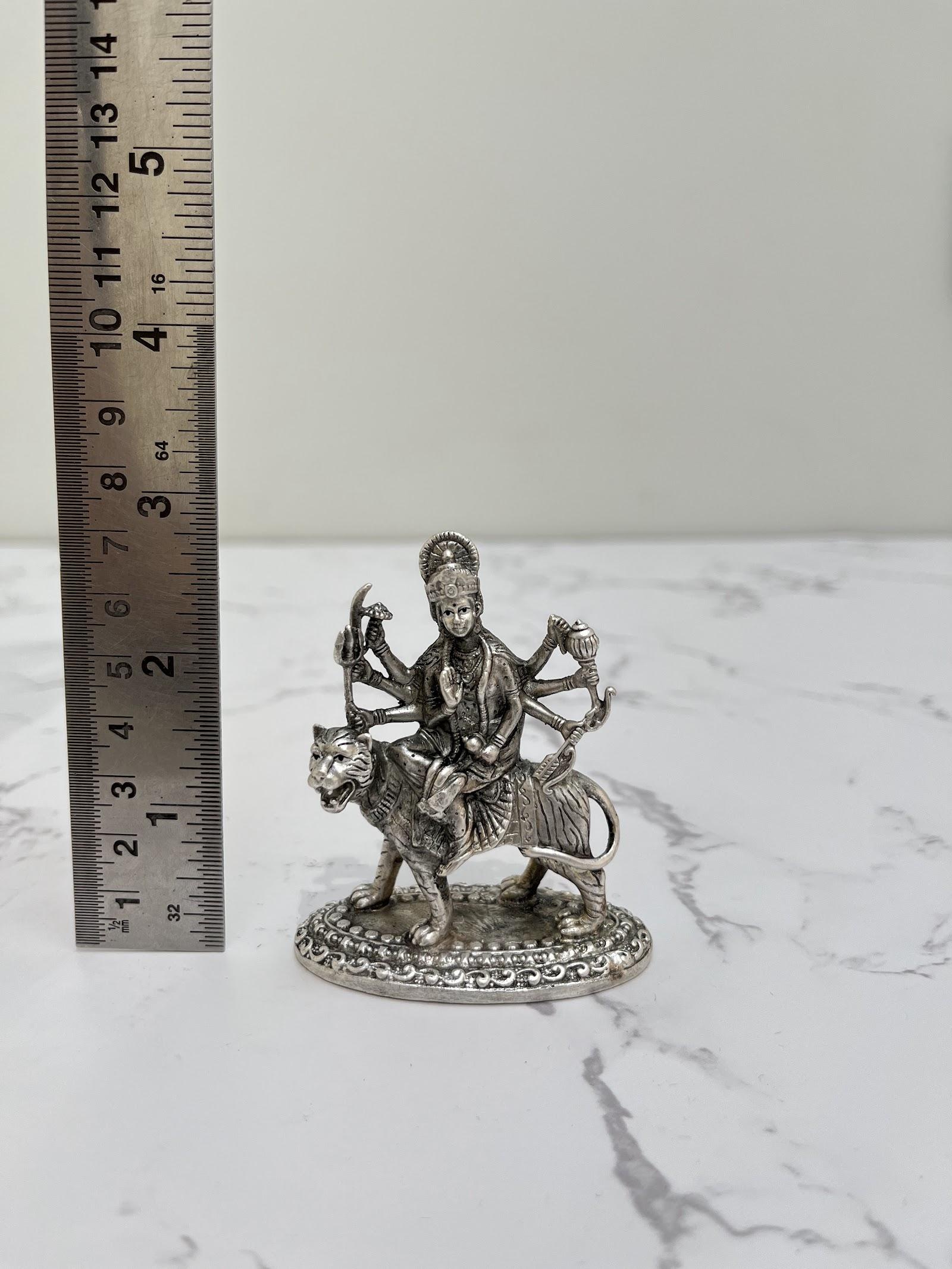 Silver Durga Idol, sterling silver