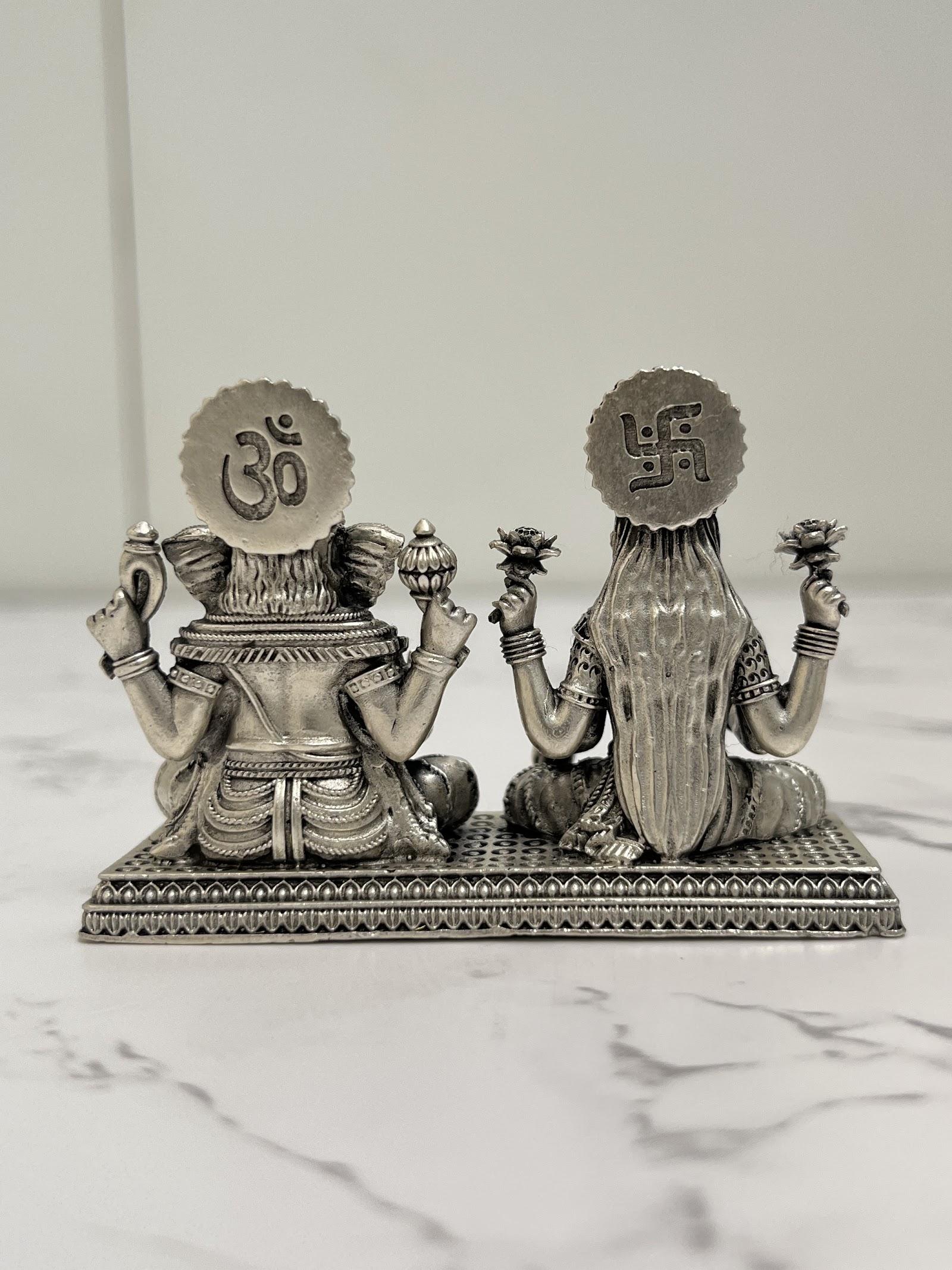 Silver Lakshmi Ganesh Idol · 120 g, sterling silver