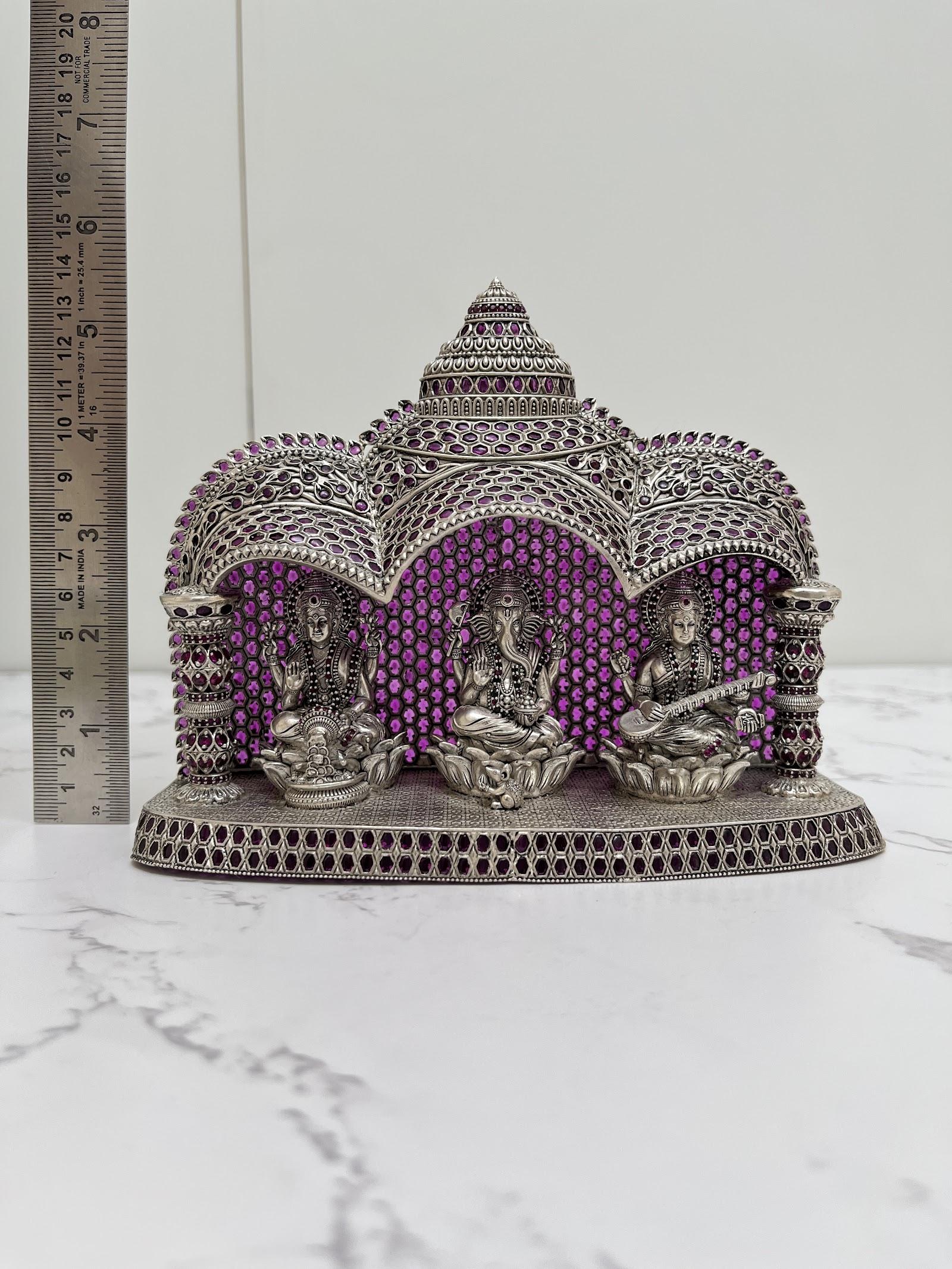 Silver Lakshmi Ganesh Saraswati Idol · 85 g, sterling silver