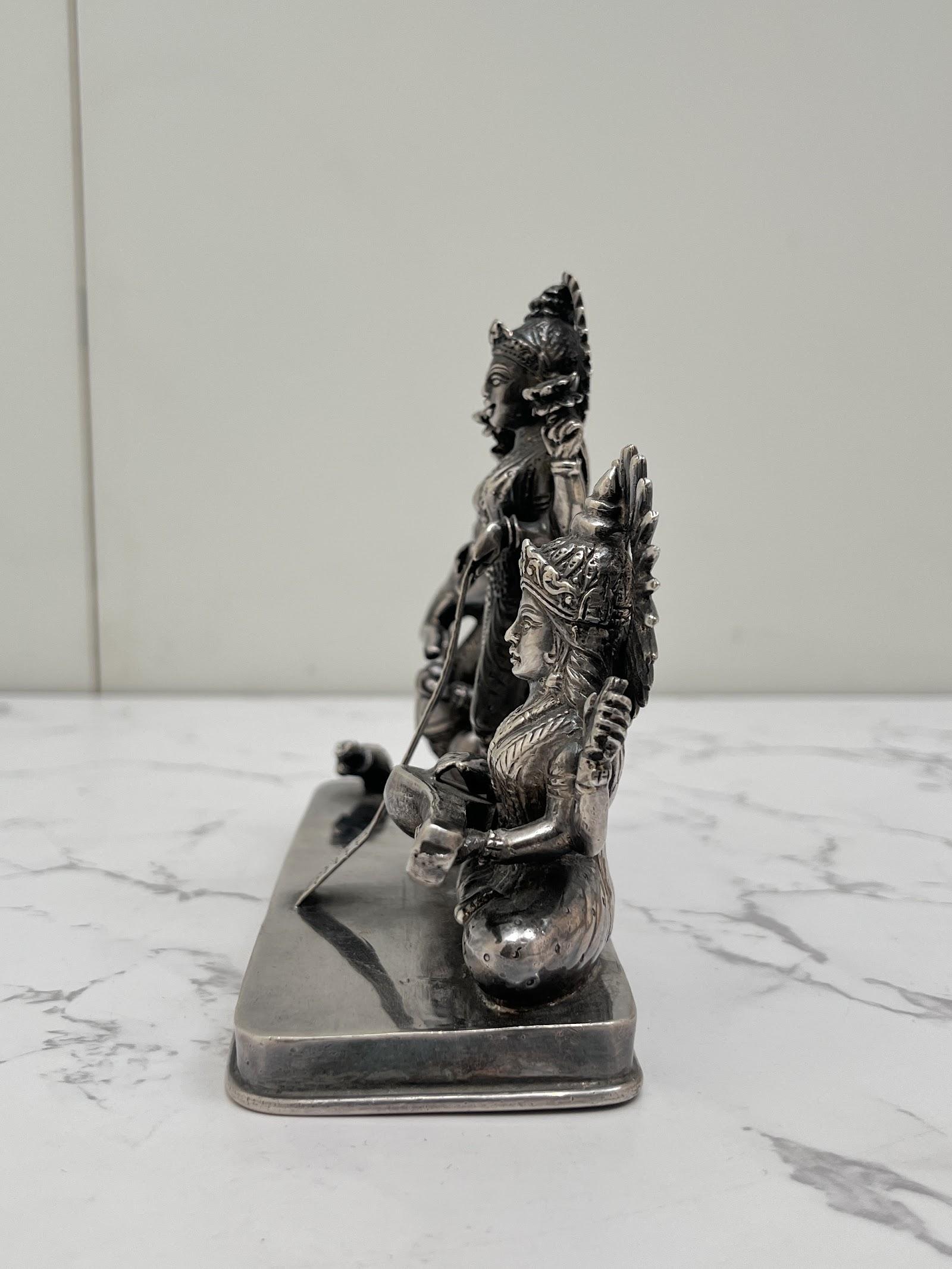 Silver Lakshmi Ganesh Saraswati Idol, sterling silver