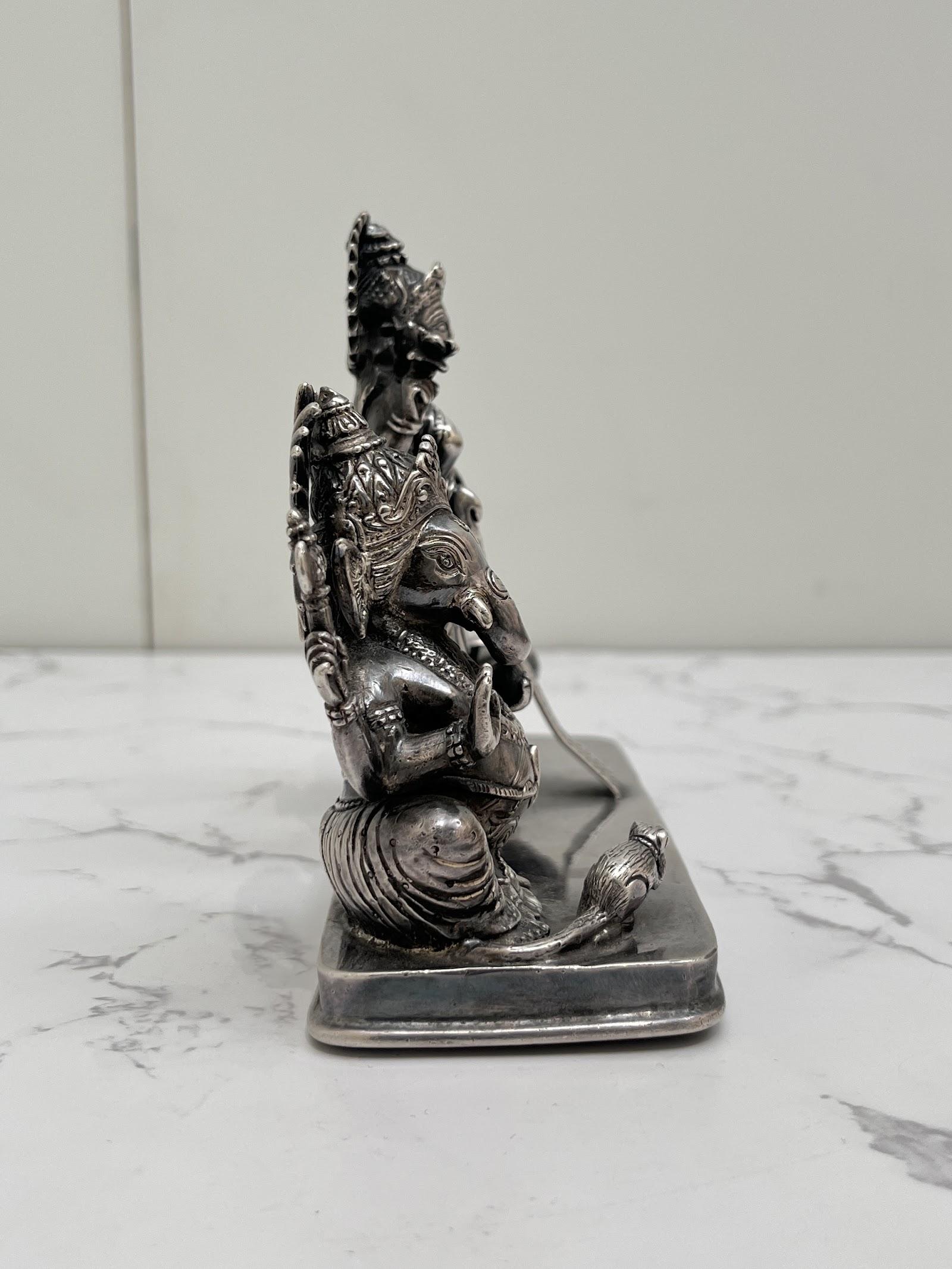 Silver Lakshmi Ganesh Saraswati Idol, sterling silver