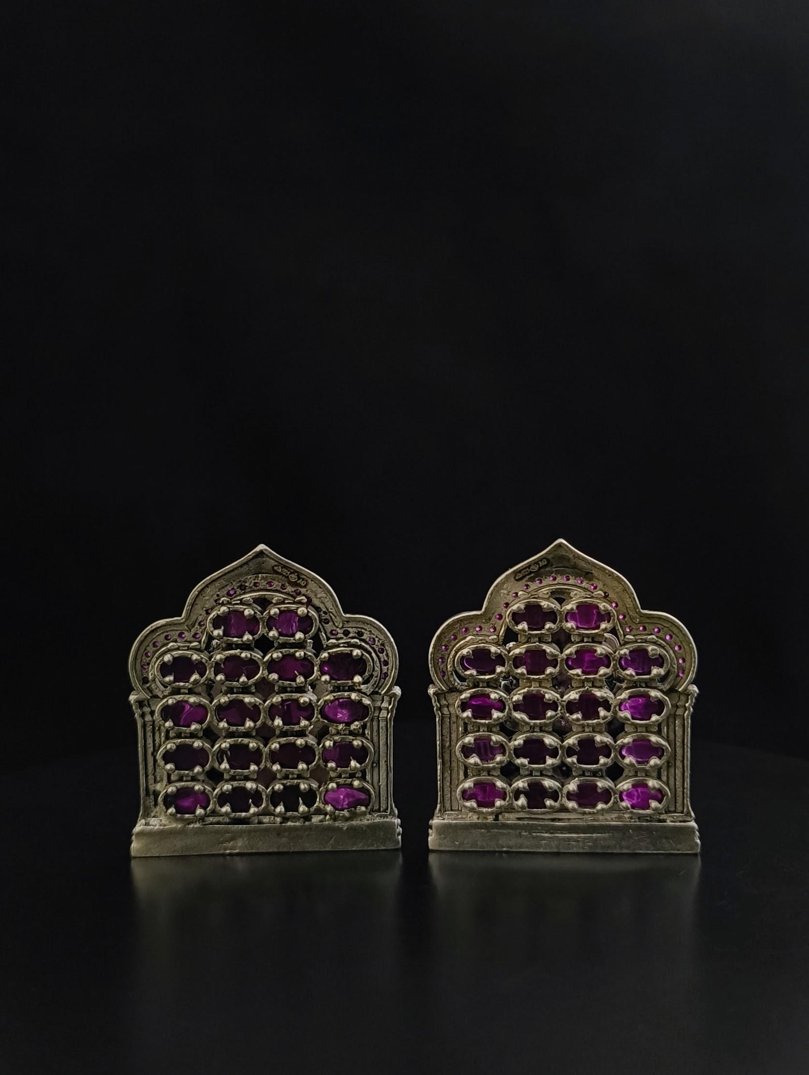 Silver Lakshmi Ganesh Idol Pair with Jaali Arch, sterling silver