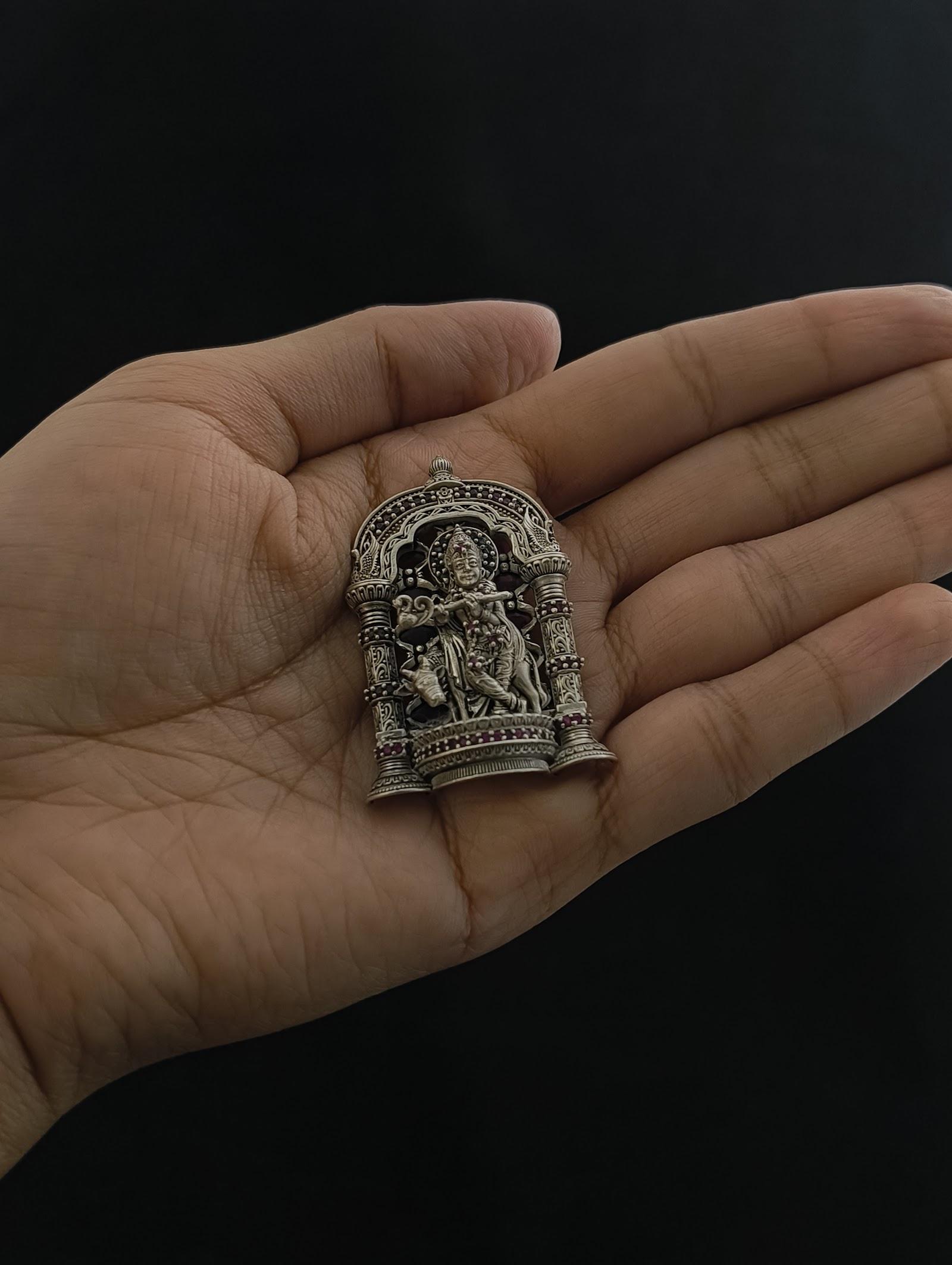 Silver Krishna Idol, sterling silver