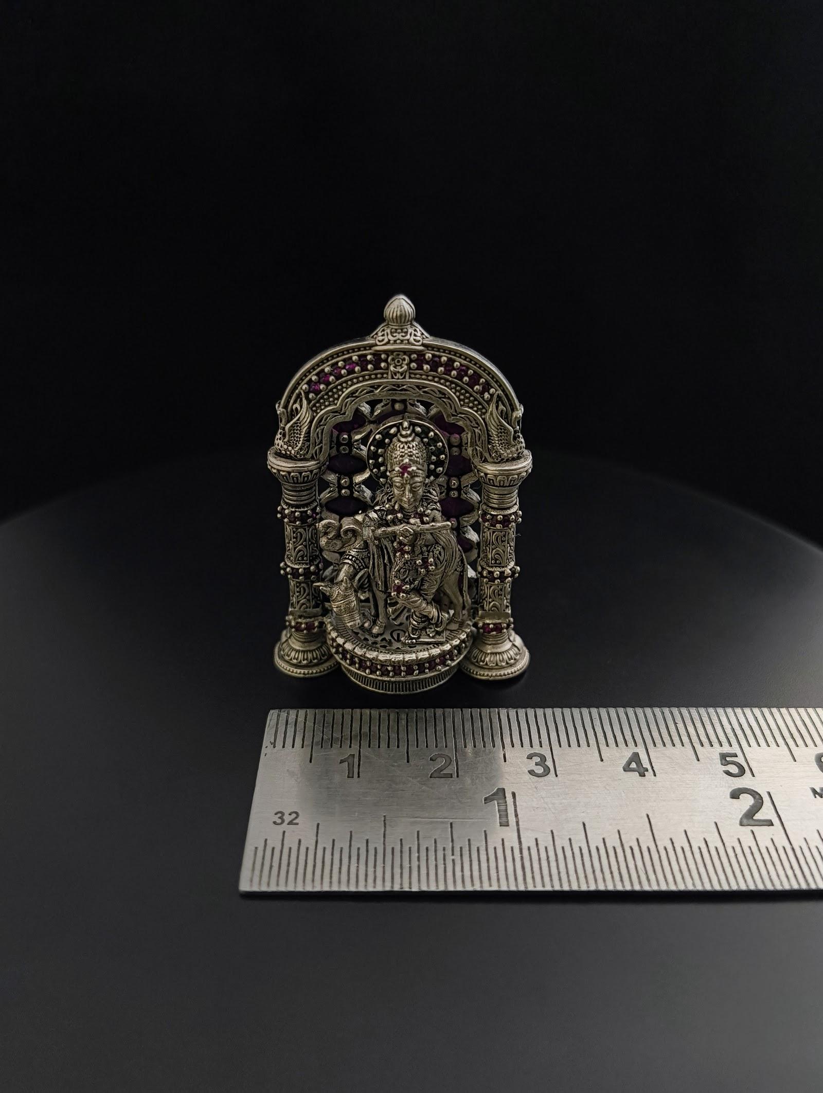 Silver Krishna Idol, sterling silver