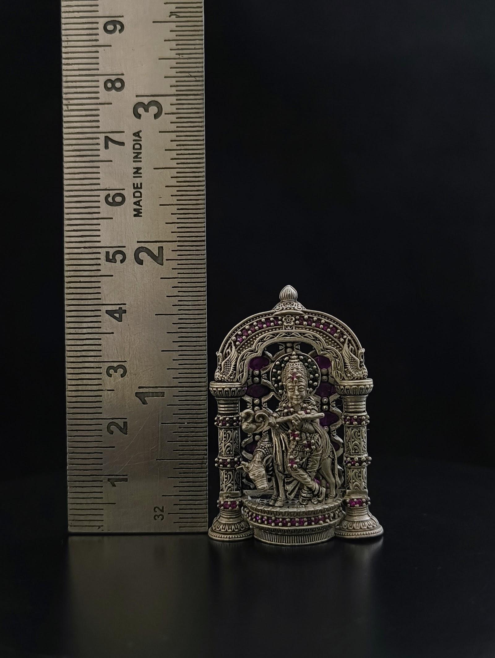 Silver Krishna Idol, sterling silver