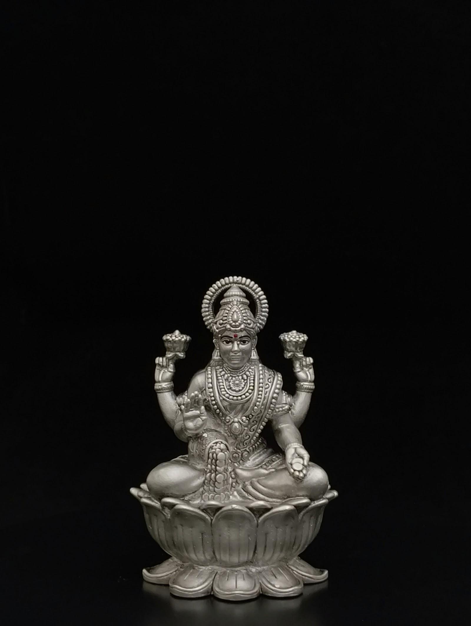 Silver Lakshmi Idol, sterling silver