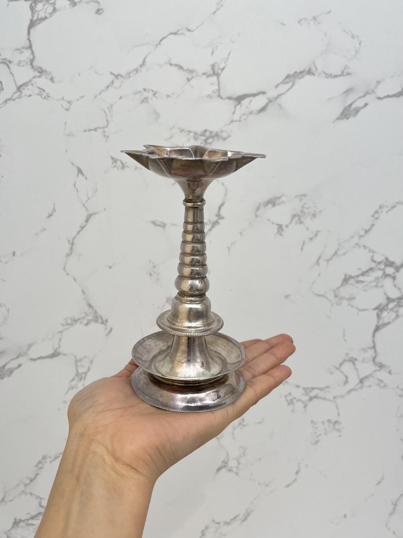 Silver Vilakku Diya, sterling silver