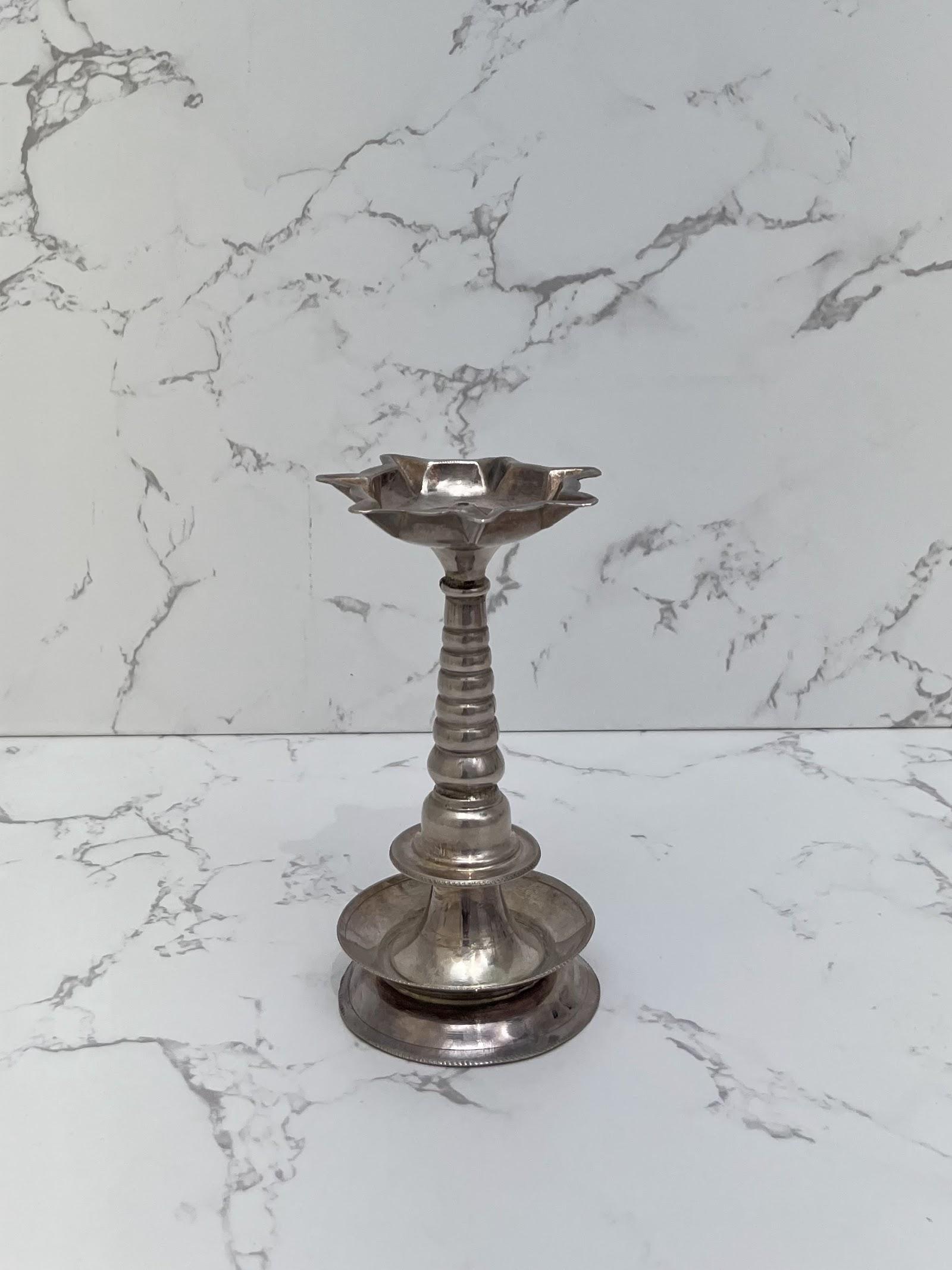 Silver Vilakku Diya, sterling silver