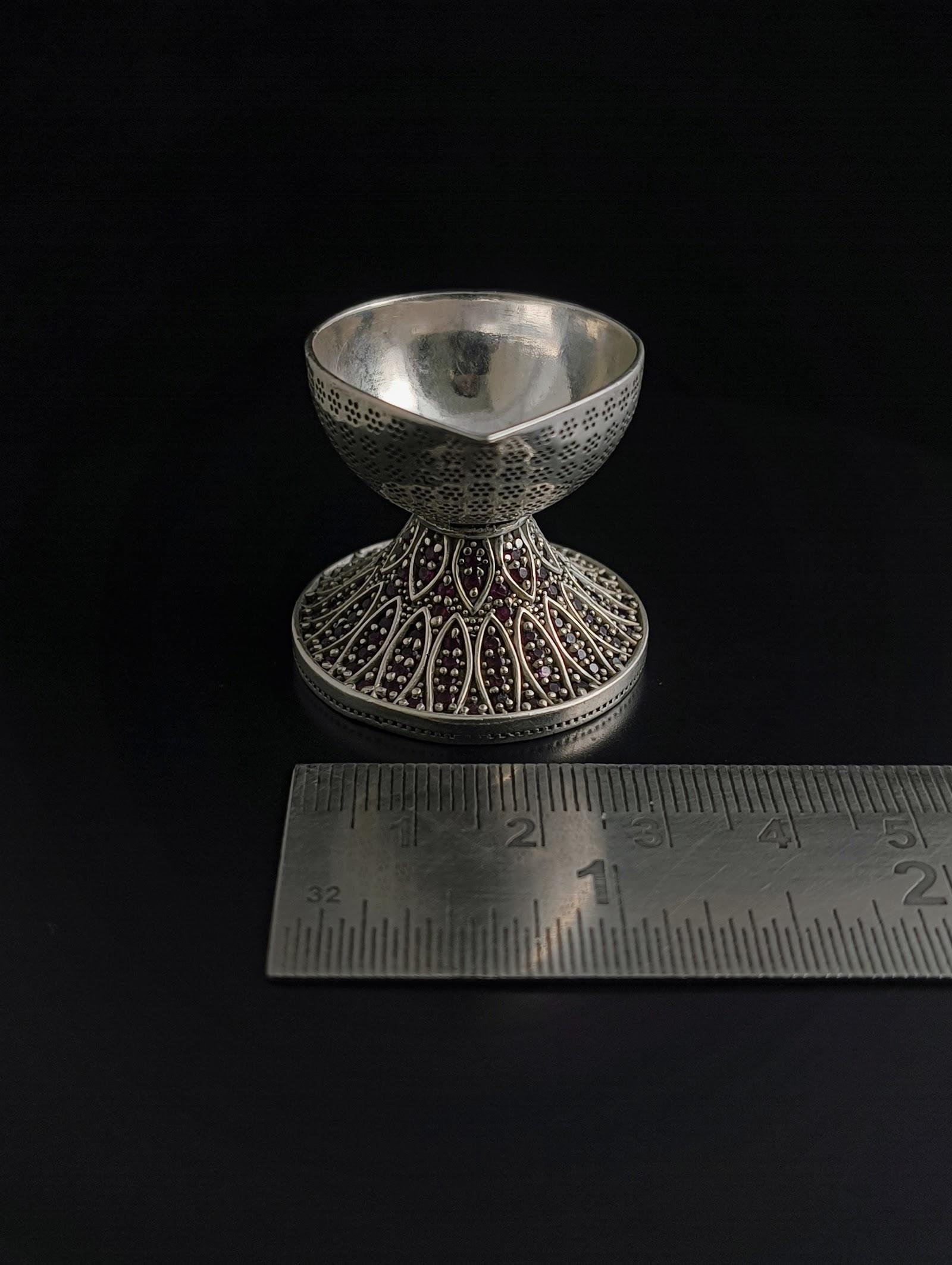 Silver Jaali Diya, sterling silver