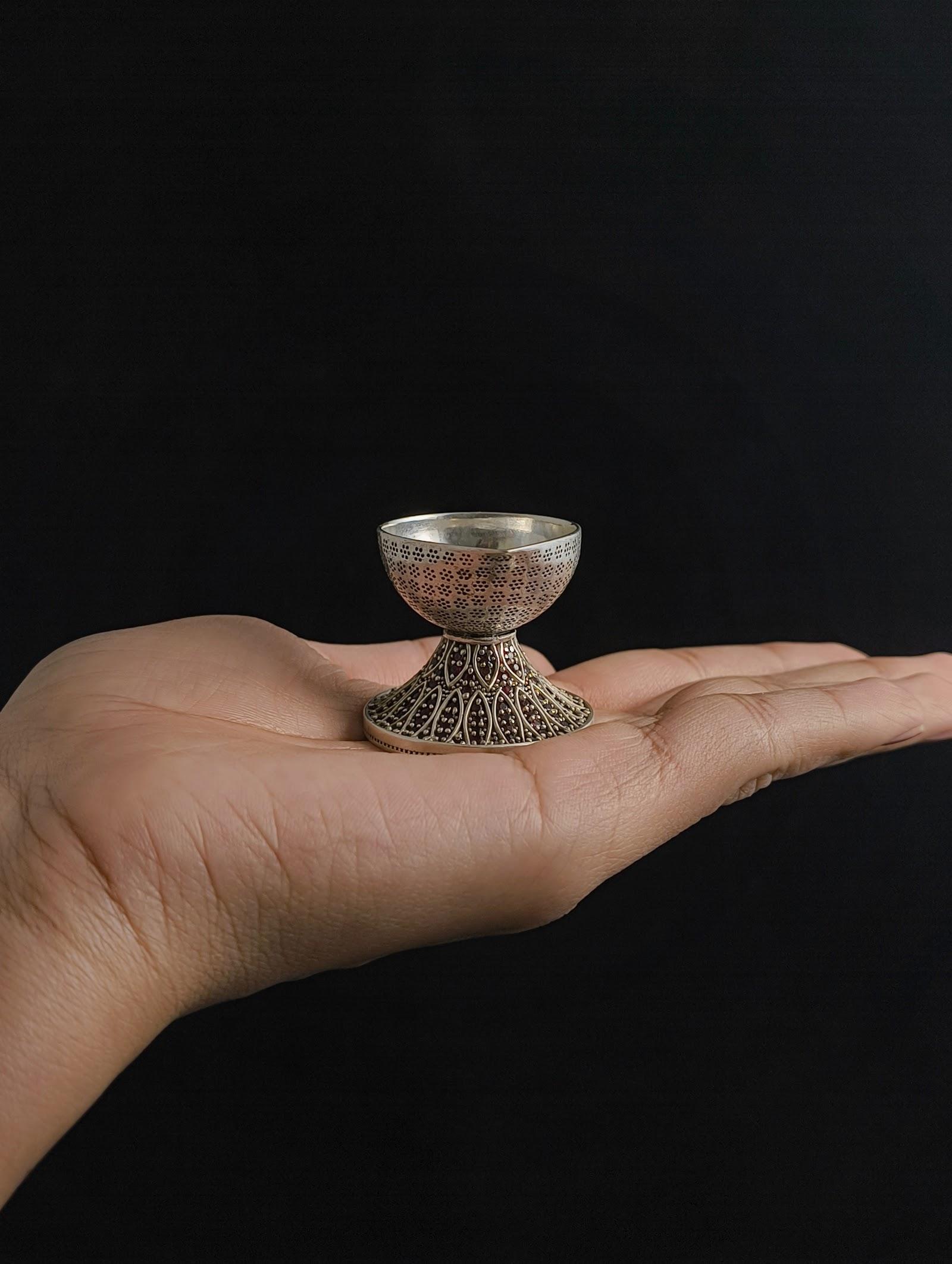 Silver Jaali Diya, sterling silver