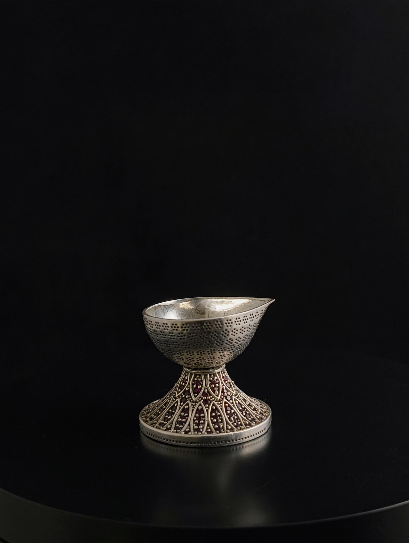 Silver Jaali Diya, sterling silver