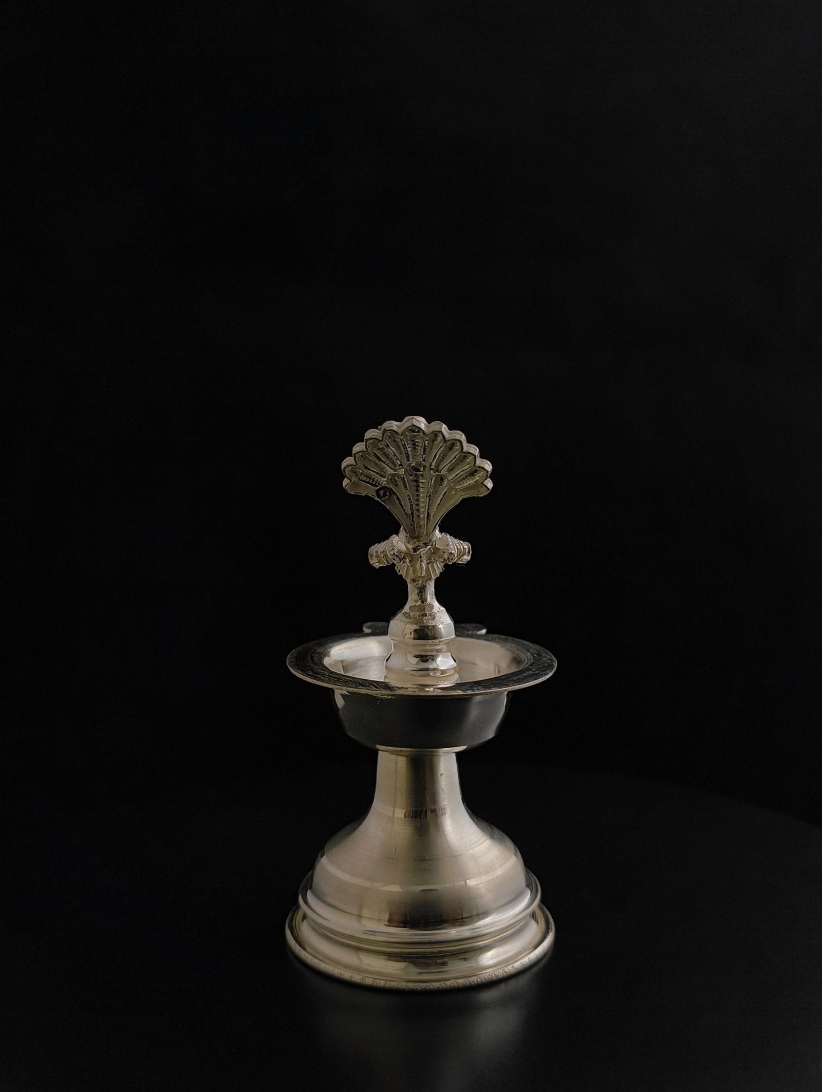 Silver Peacock Diya, sterling silver