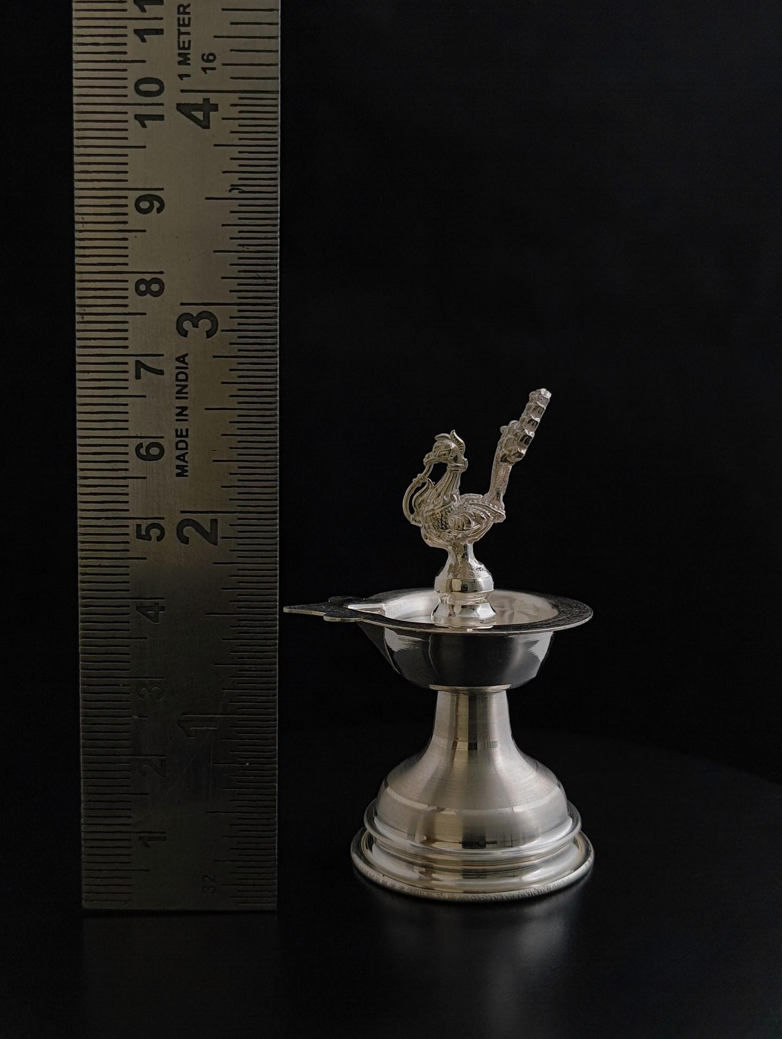 Silver Peacock Diya, sterling silver