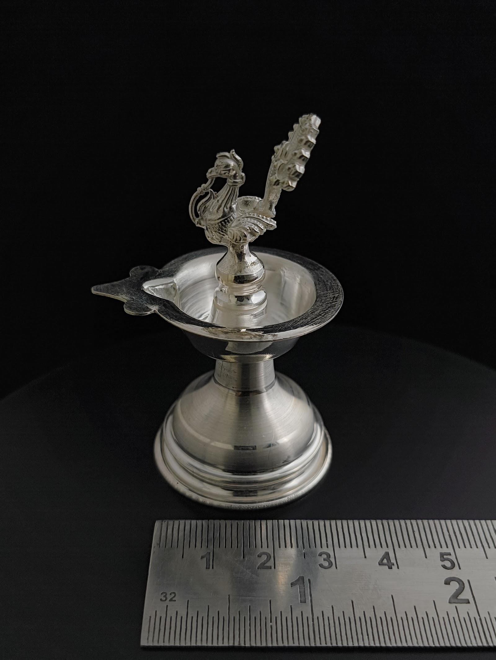 Silver Peacock Diya, sterling silver