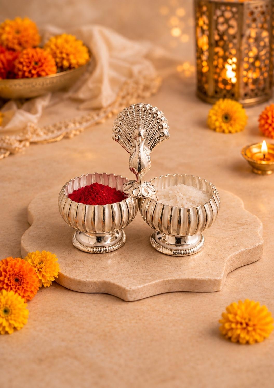 Silver Roli Chawal Bowls, sterling silver