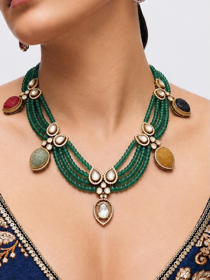 Emerald Heritage Necklace, sterling silver