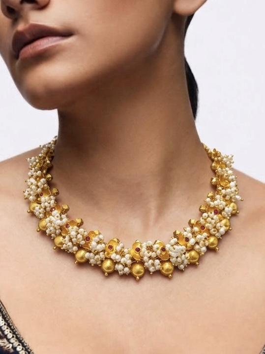 Gulnaar Pearl Necklace, sterling silver