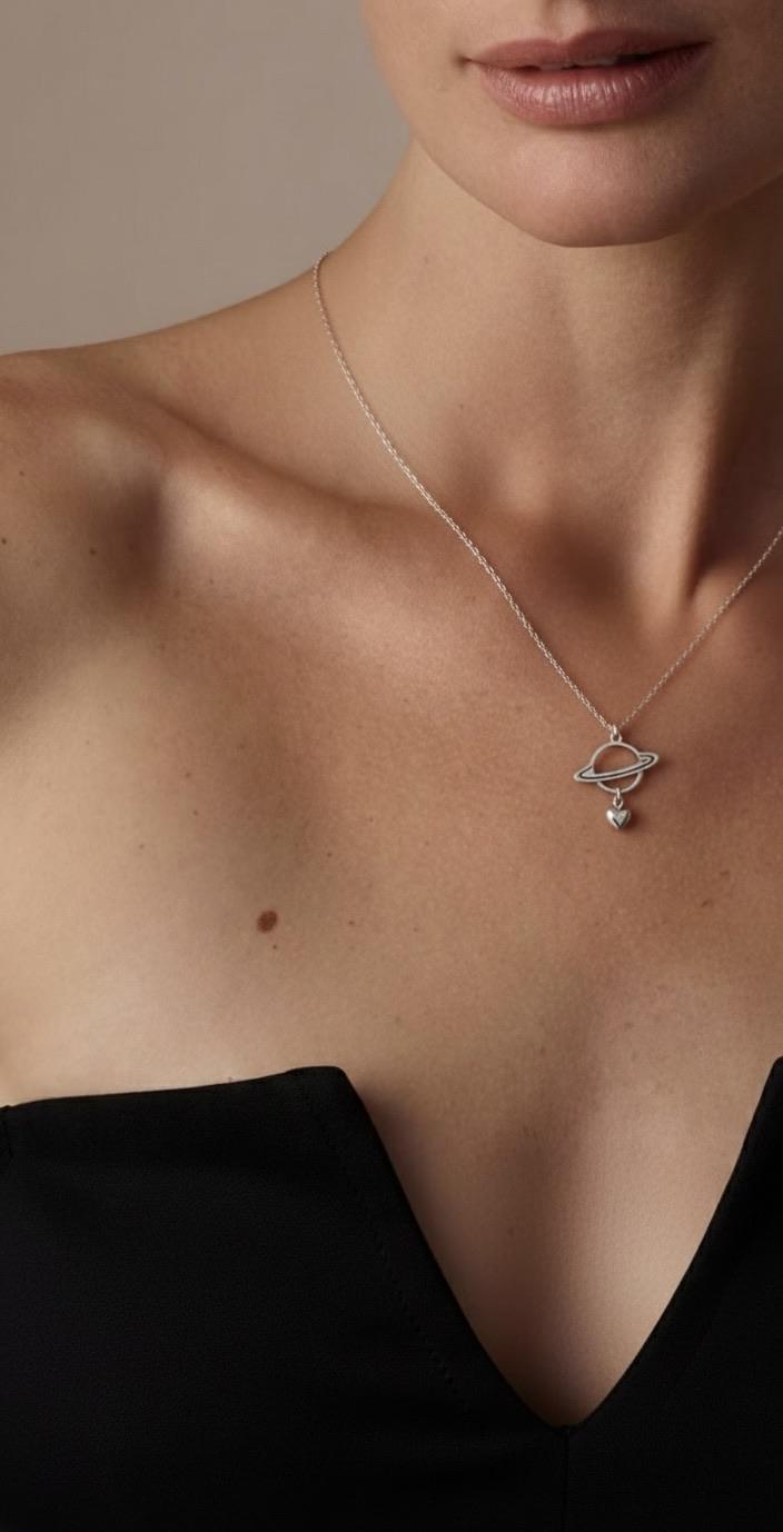 Planet and Heart Pendant