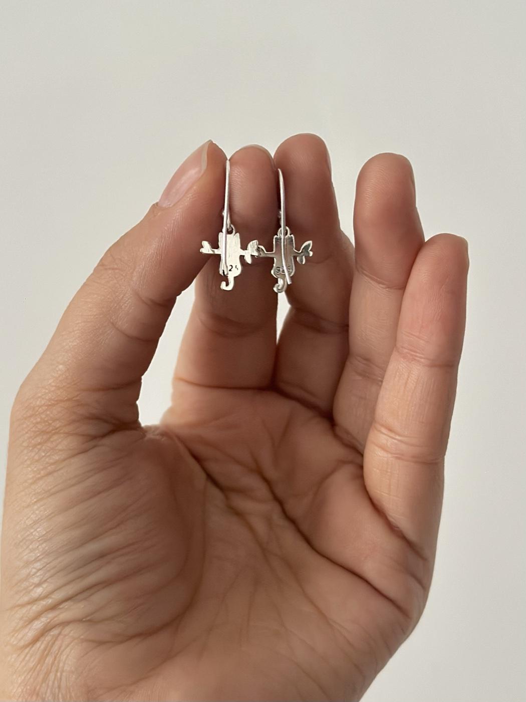 Cat Earrings — Silver · Lazy