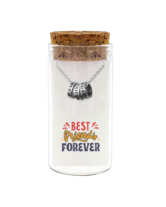 925 sterling silver BFF necklace "Best Friends Forever" in glass jar with cork lid – cute best friend gift