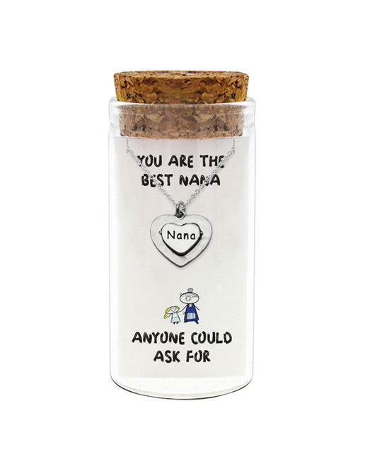 925 sterling silver Nana necklace "You Are The Best Nana Anyone Could Ask For" in glass jar with cork lid – cute grandma gift